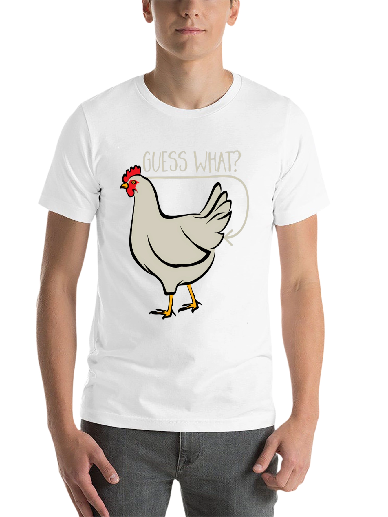 Black Guess What? Chicken Butt Men's Black T-Shirt view 14