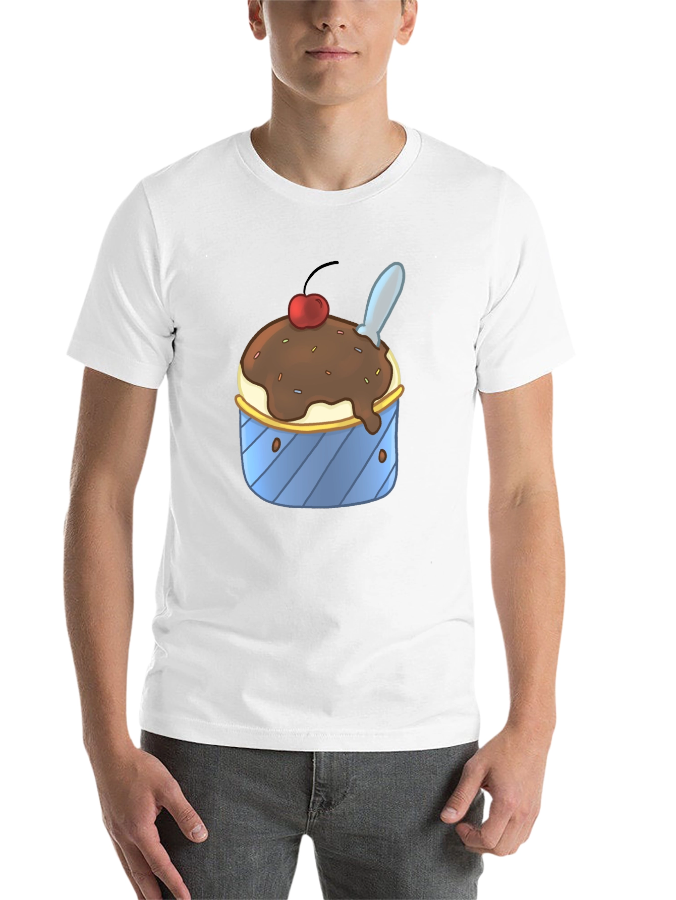 Black Ice Cream Sundae Graphic Tee - Black Cotton T-Shirt view 14