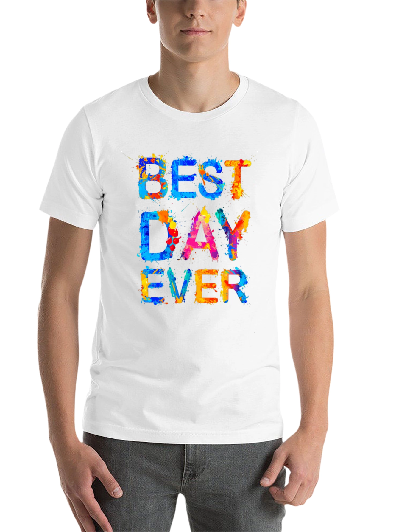 Black Best Day Ever Graphic Tee - Men's Colorful Shirt view 14