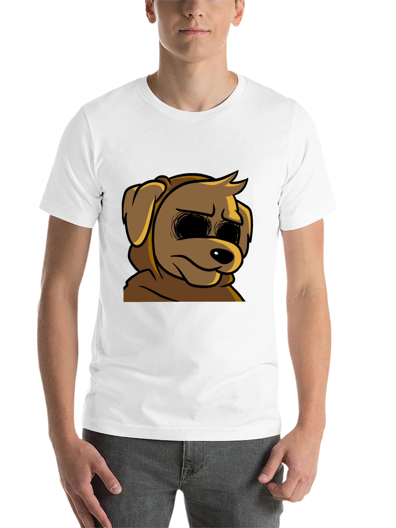 Black Cartoon Dog Graphic T-Shirt - Soft Black Tee view 14