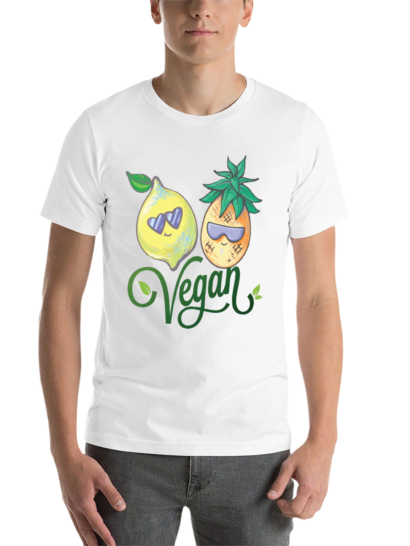 Black Vegan Lemon Pineapple Graphic Tee view 14