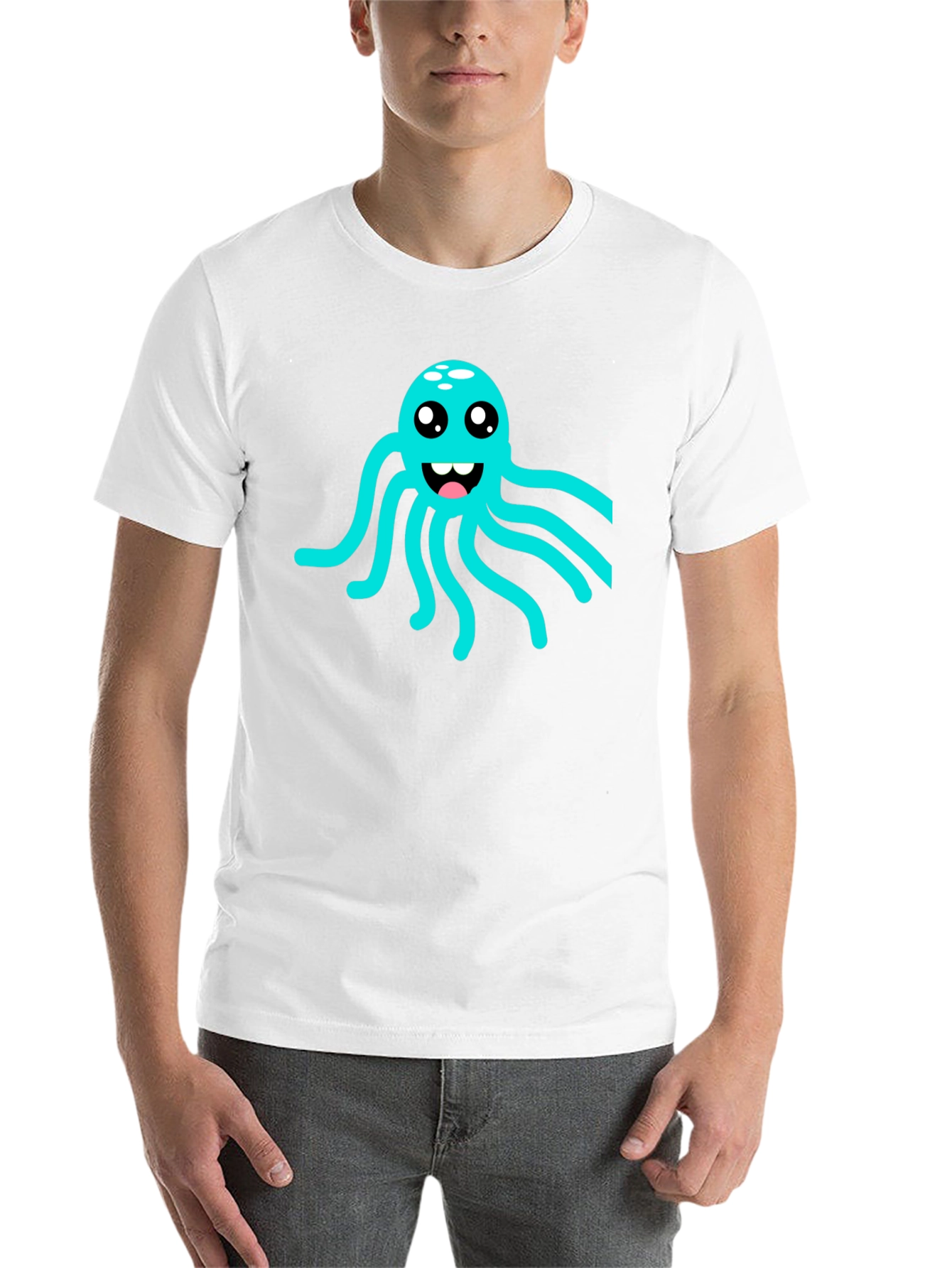 Black Cute Octopus Graphic Tee - Soft Black Cotton T-Shirt view 14