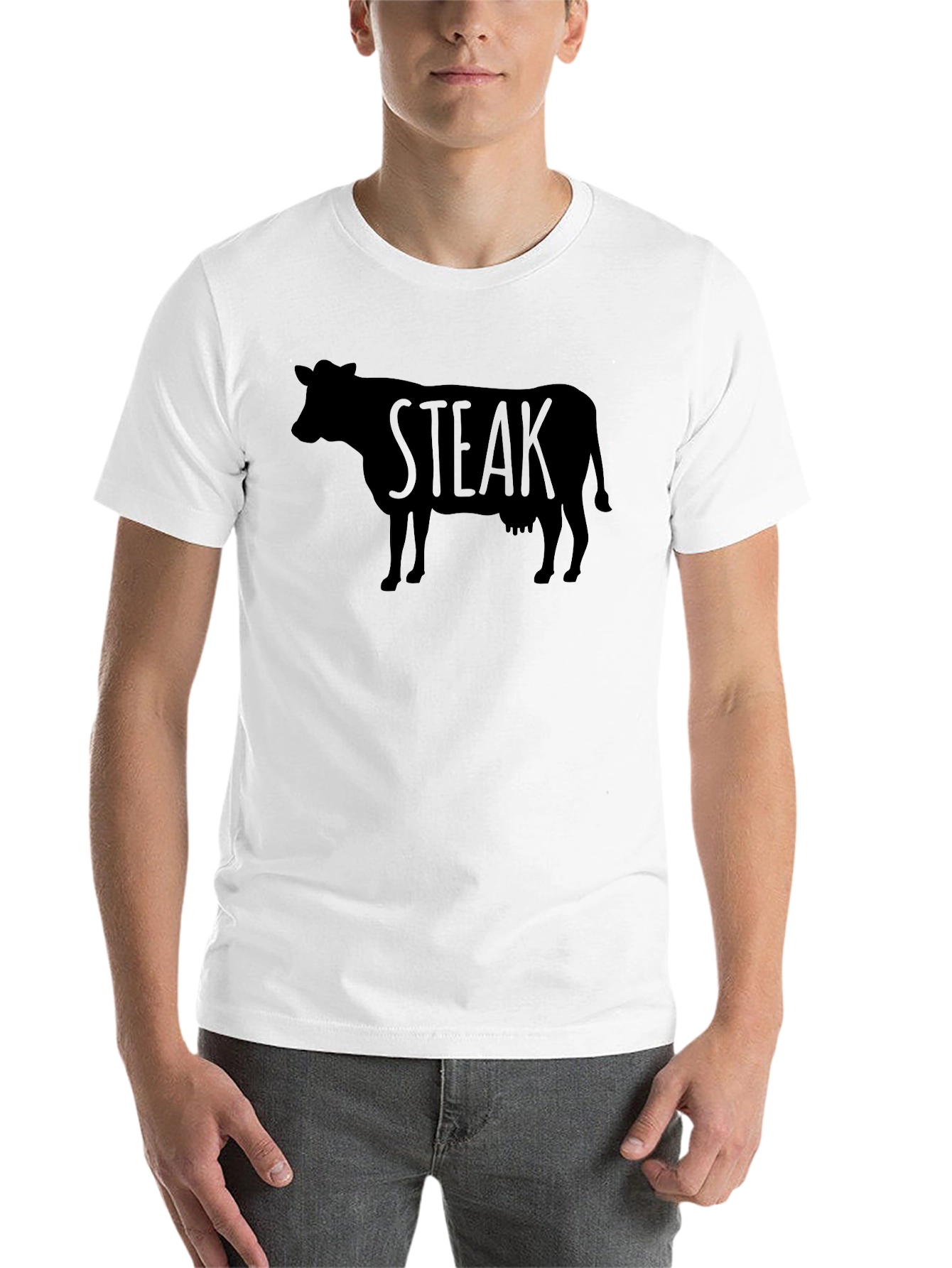 Black Steak Cow Graphic Tee - Black view 14