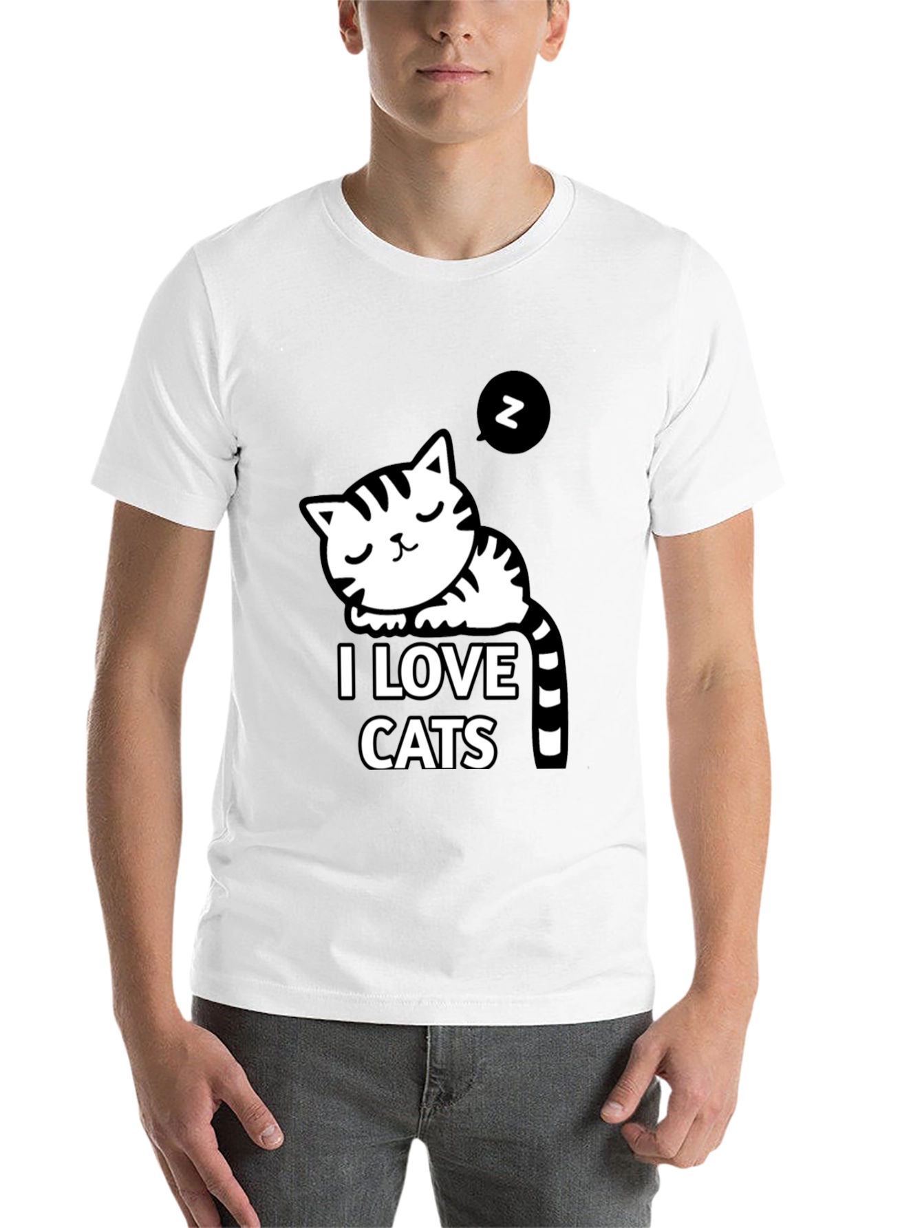 Black I Love Cats Black Graphic T-Shirt view 14