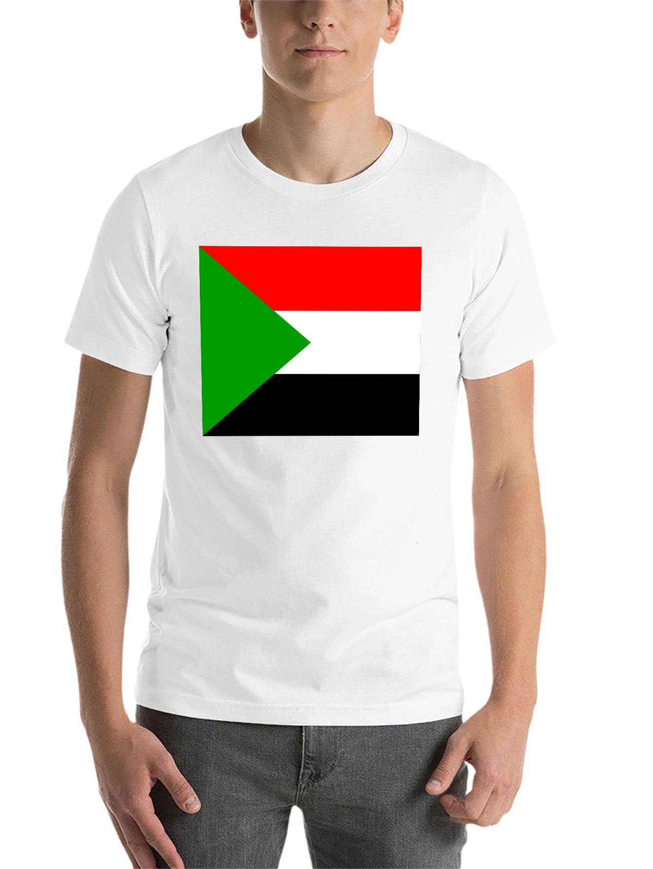 Black Sudan Flag T-Shirt - Black Cotton Tee view 14