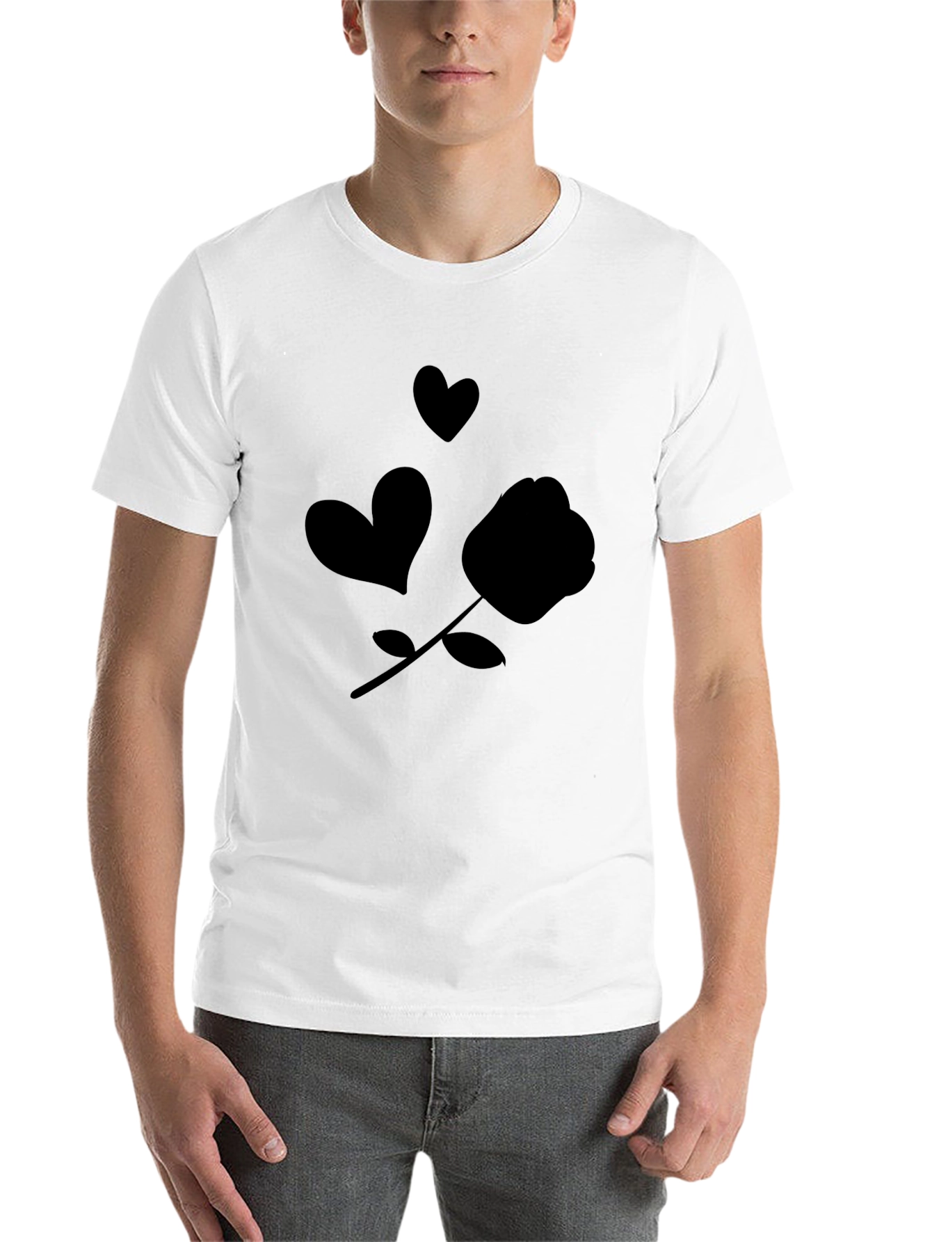 Black Rose & Hearts Graphic Black T-Shirt view 14