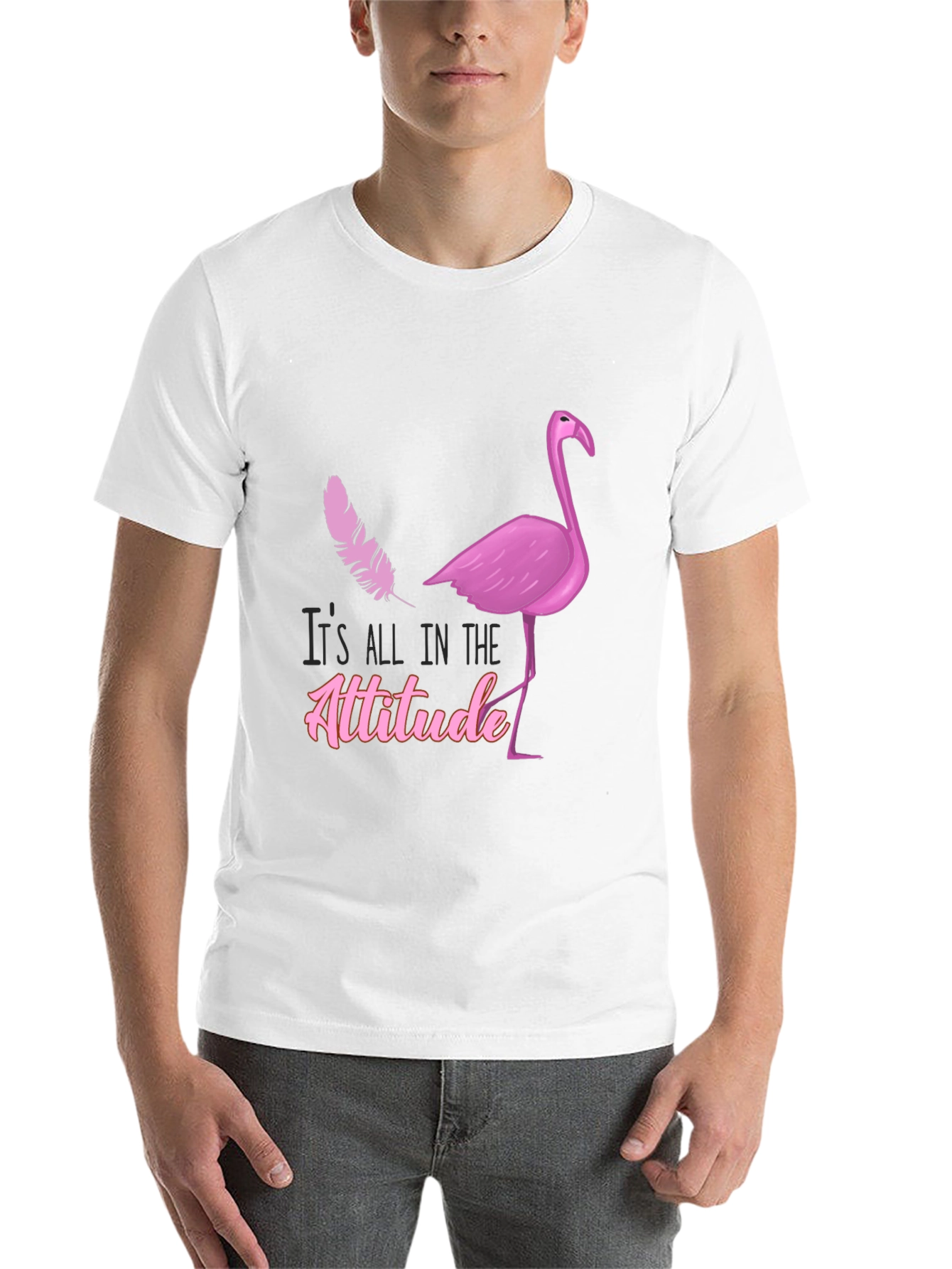 Black Attitude Flamingo T-Shirt - Stylish Graphic Tee view 14