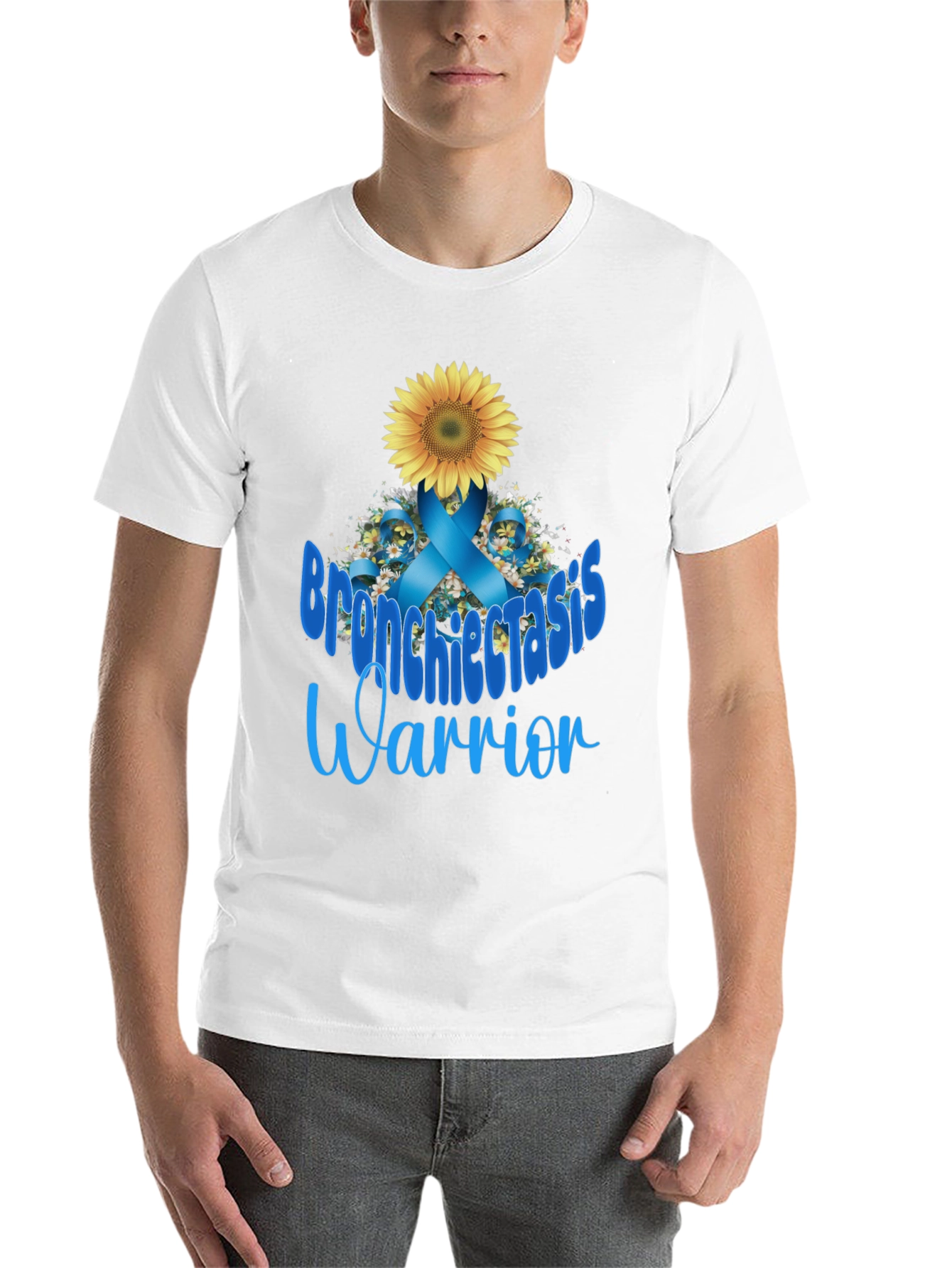 Black Bronchiectasis Warrior T-Shirt: Sunflower Ribbon Tee view 14