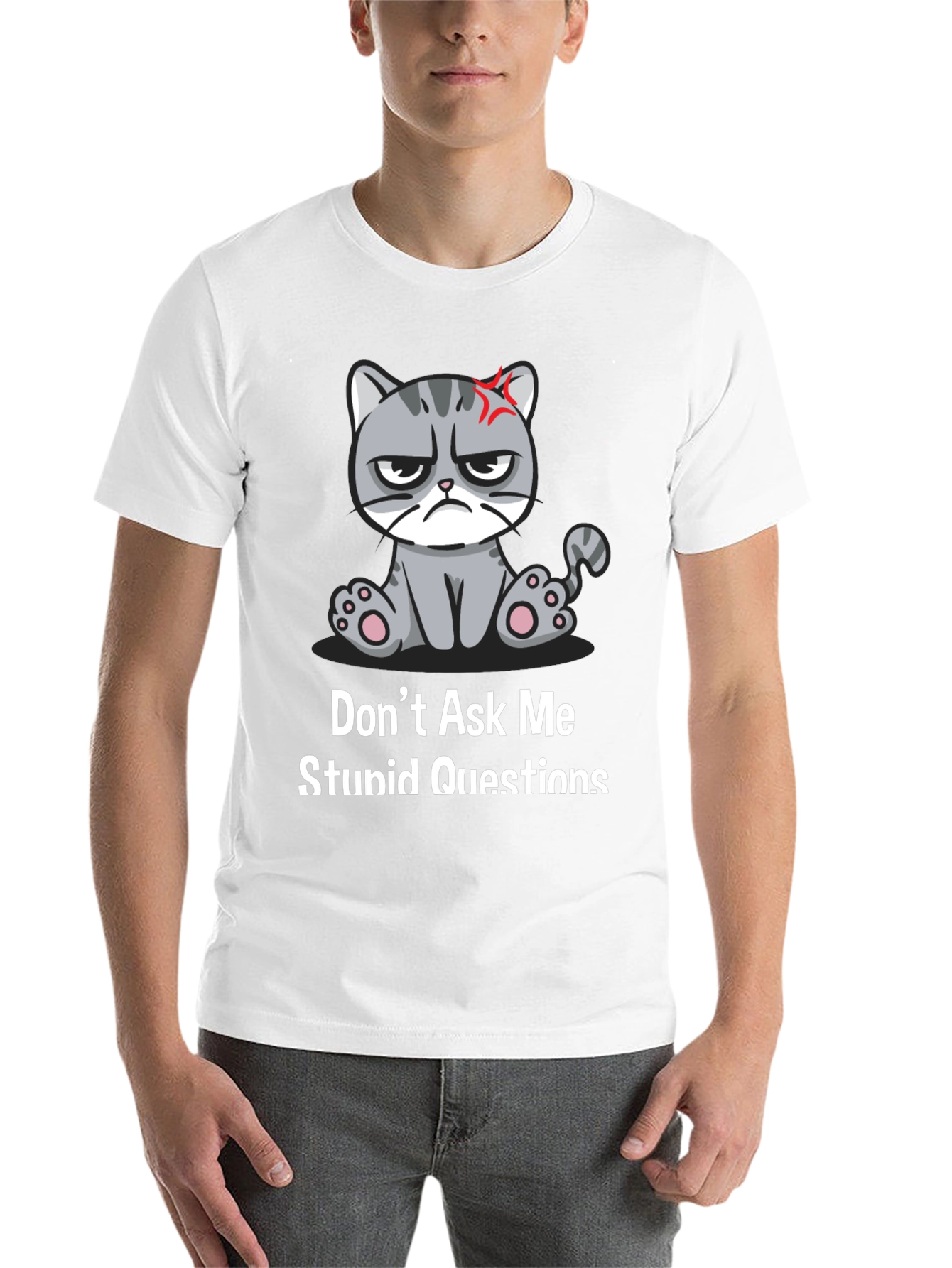 Black Grumpy Cat T-Shirt - Don't Ask Me Stupid Questions view 14