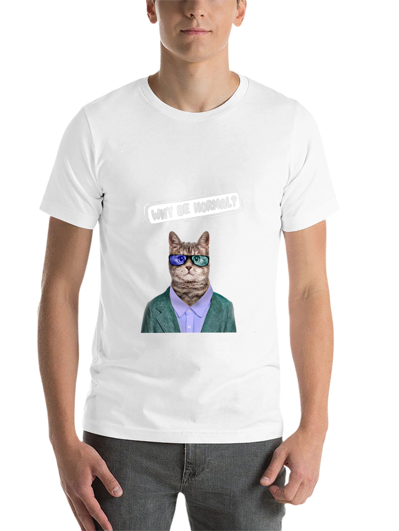 Black Funny Cat T-Shirt - Why Be Normal? view 14