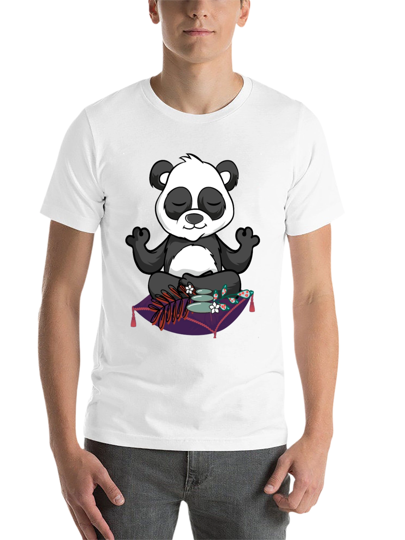 Black Zen Panda T-Shirt: Meditating Panda Design view 14