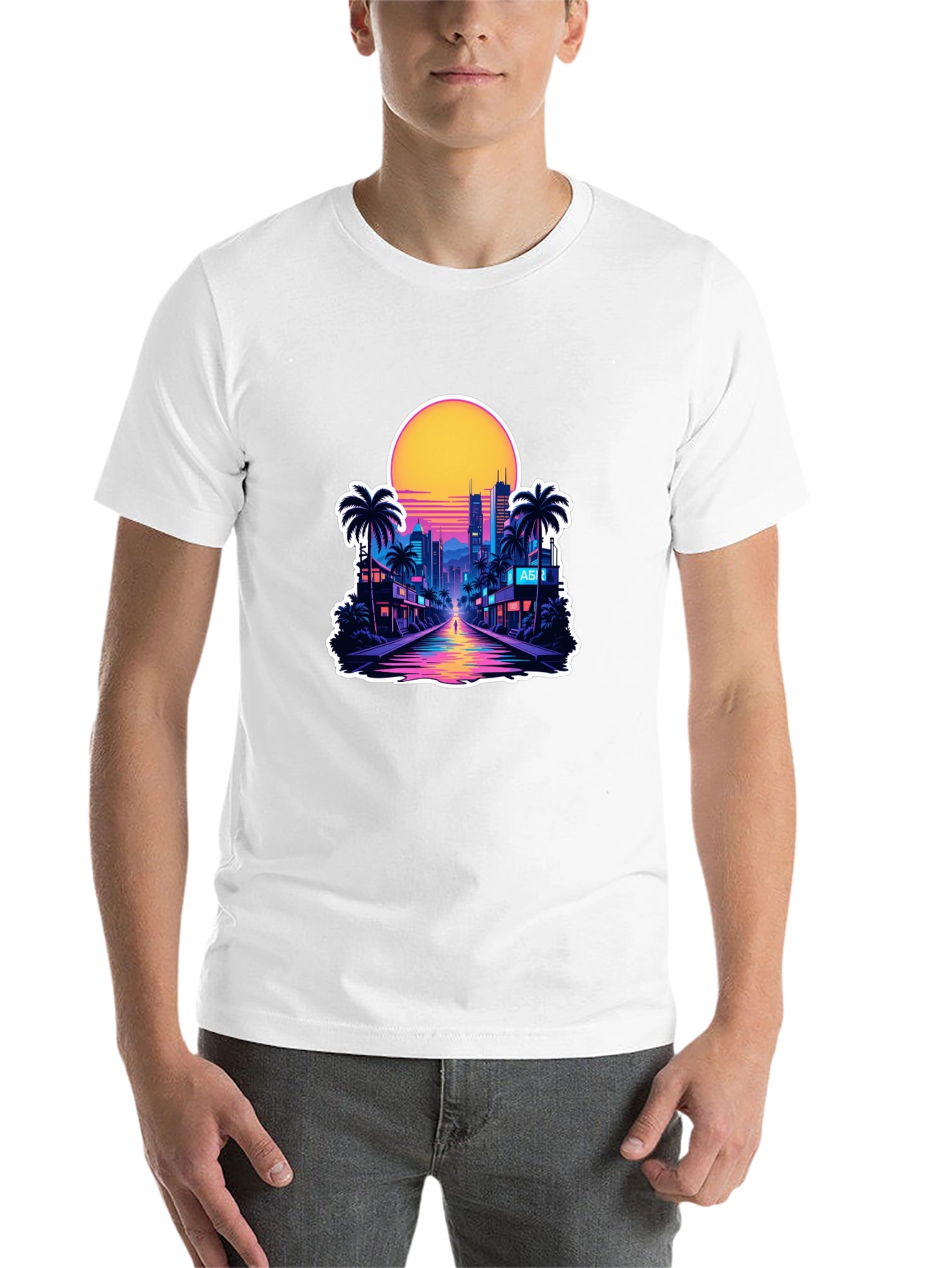 Black Retro Wave Cityscape T-Shirt view 14