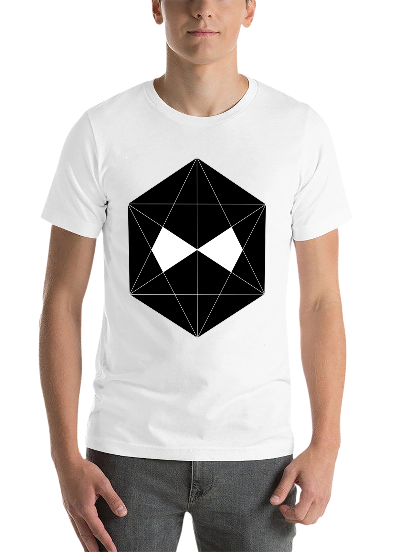 Black Geometric Graphic Black T-Shirt view 14