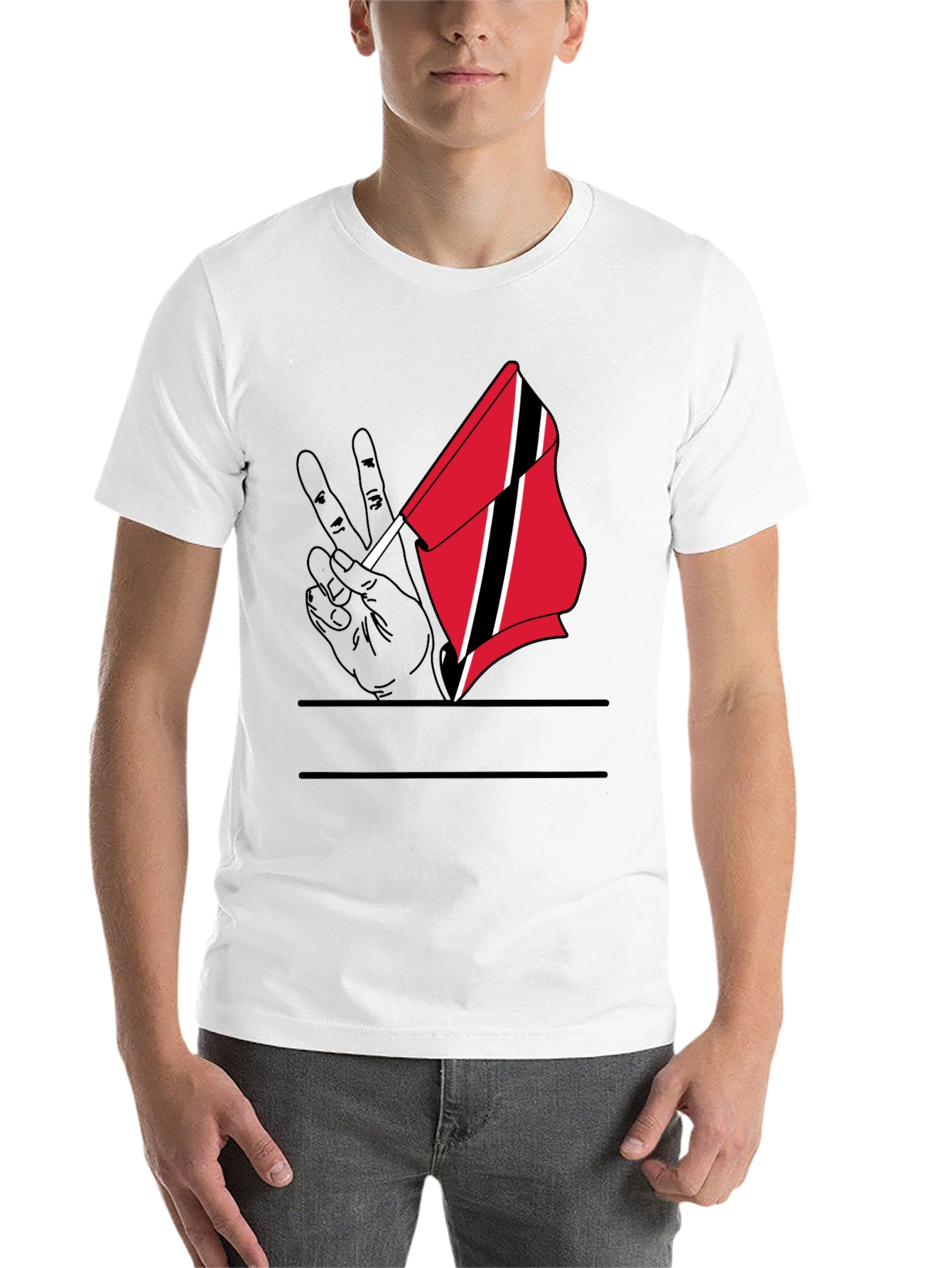 Black Trinidad and Tobago Peace Flag T-Shirt view 14