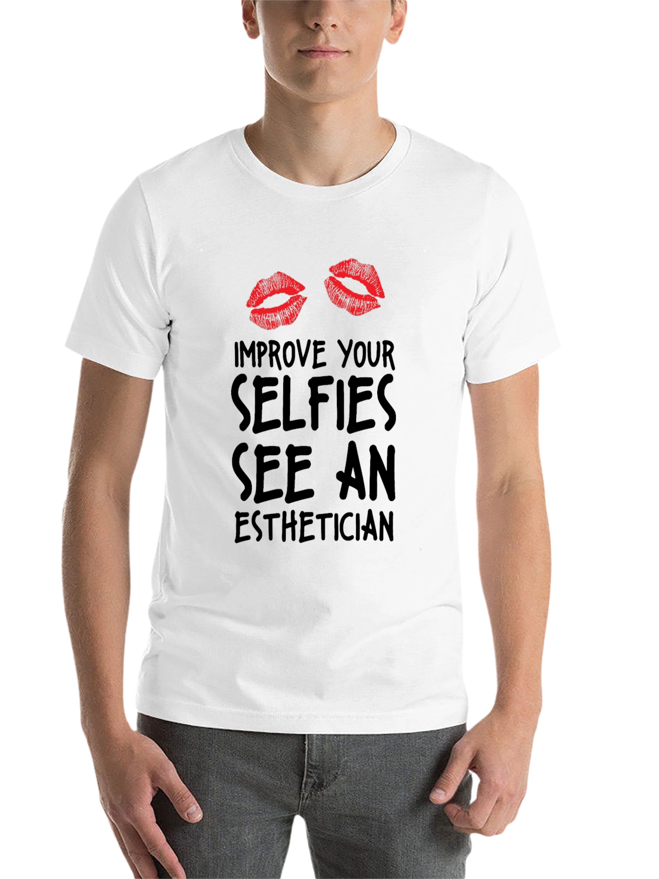 Black Improve Your Selfies Esthetician T-Shirt view 14