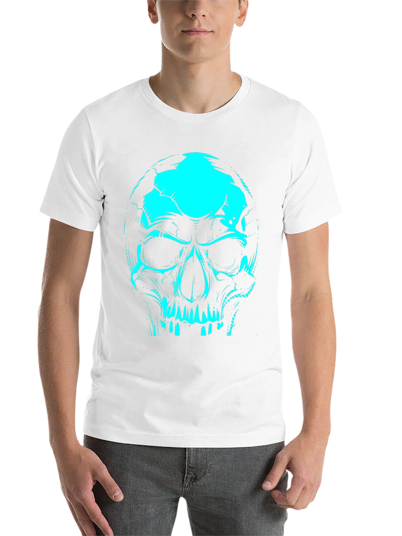 Black Skull Graphic Tee - Black Cotton T-Shirt view 14