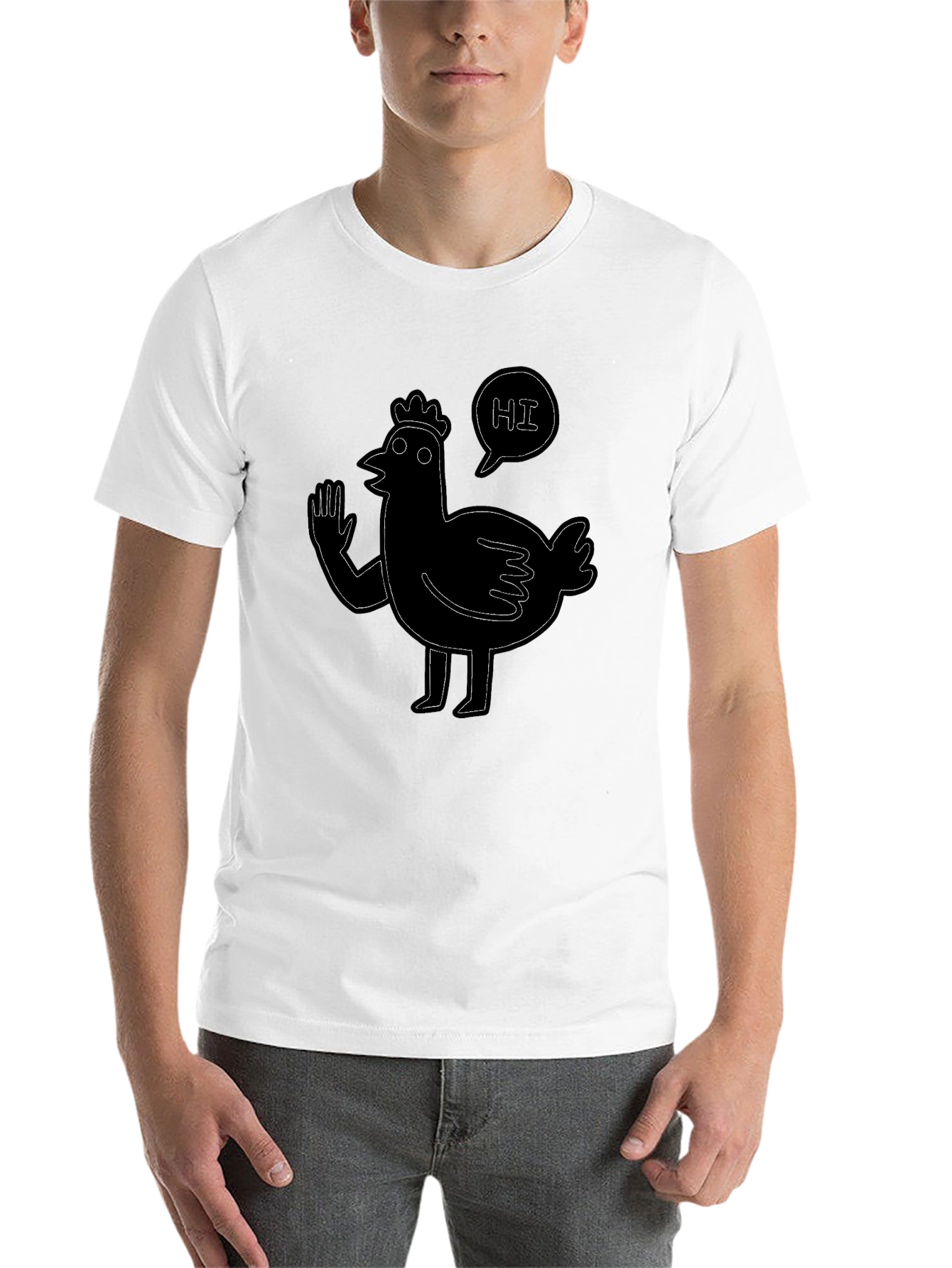 Black Funny Chicken Hi Graphic Black T-Shirt view 14