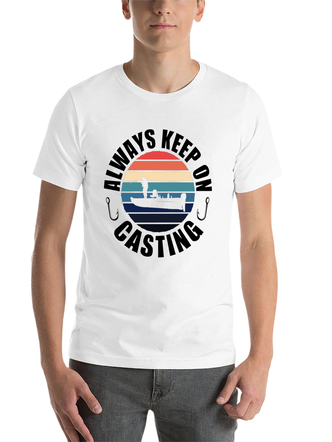 Black Always Keep On Casting Fishing T-Shirt view 14