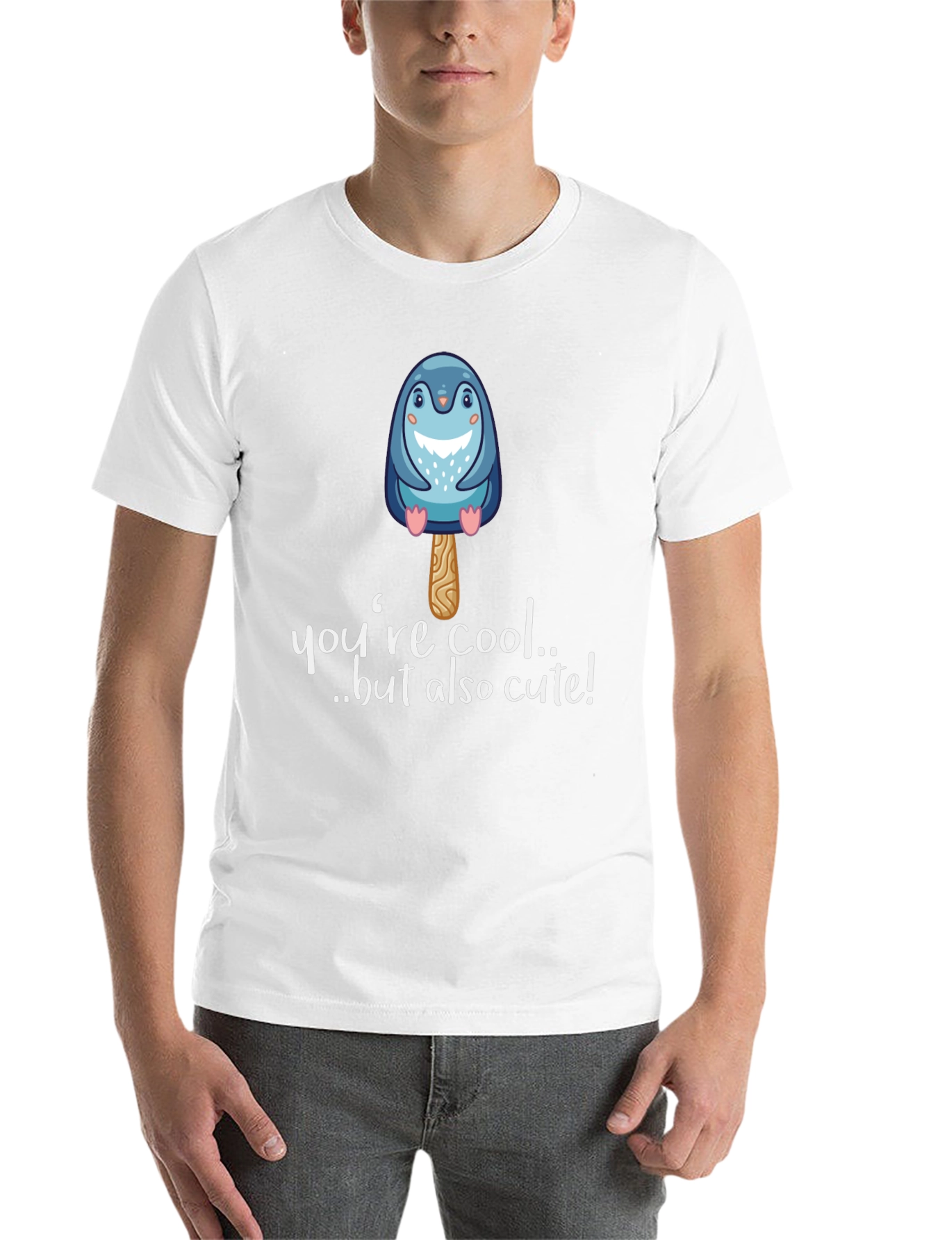 Black Cute Penguin Popsicle Graphic Black T-Shirt view 14