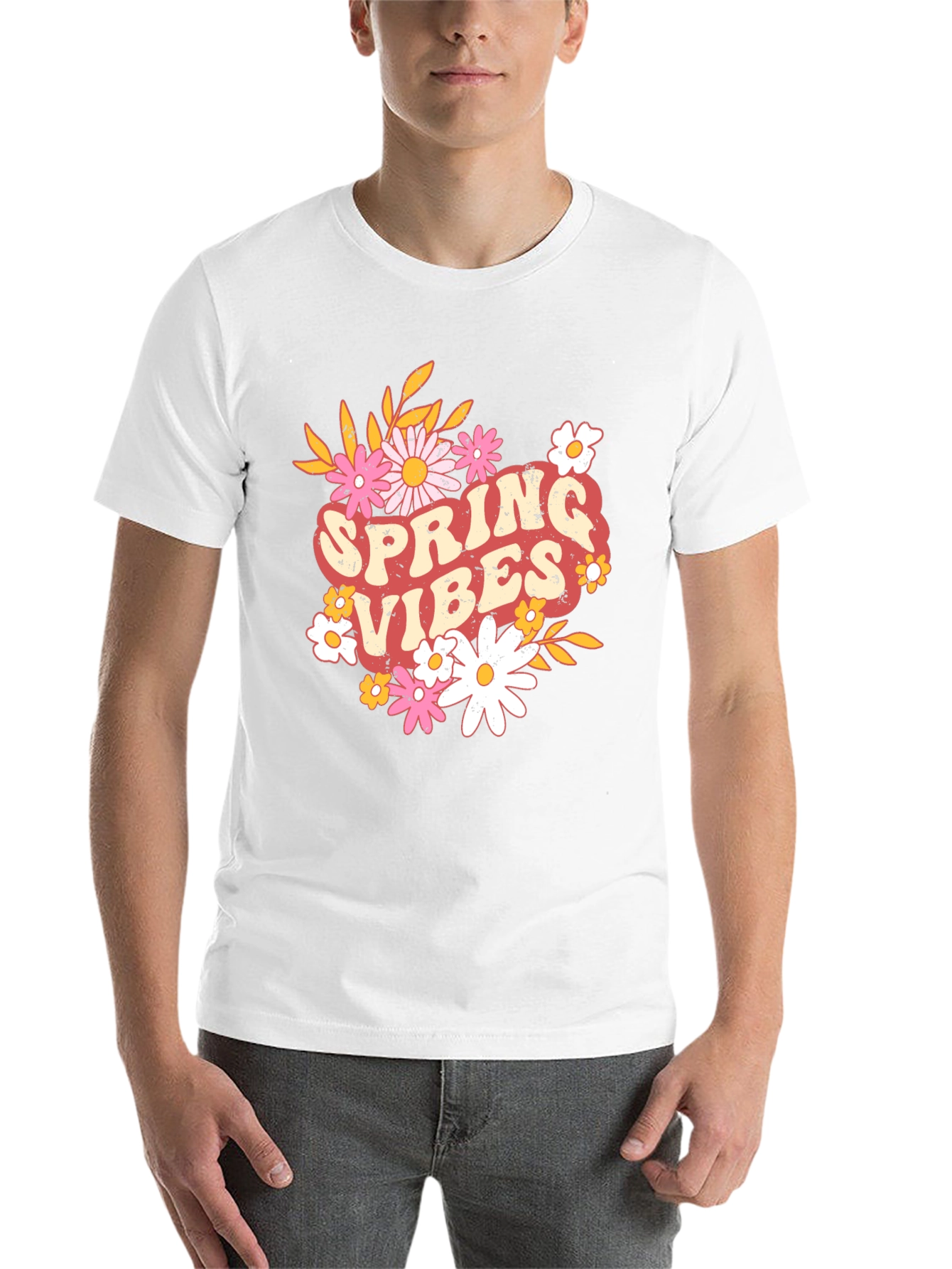 Spring Vibes Graphic Tee - Retro Floral T-Shirt - 14