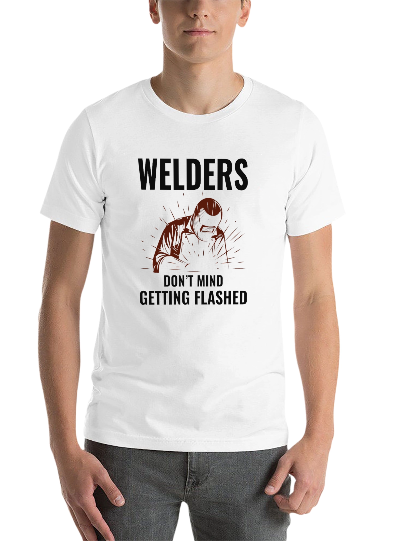 Black Welders Don't Mind Getting Flashed Black T-Shirt view 14
