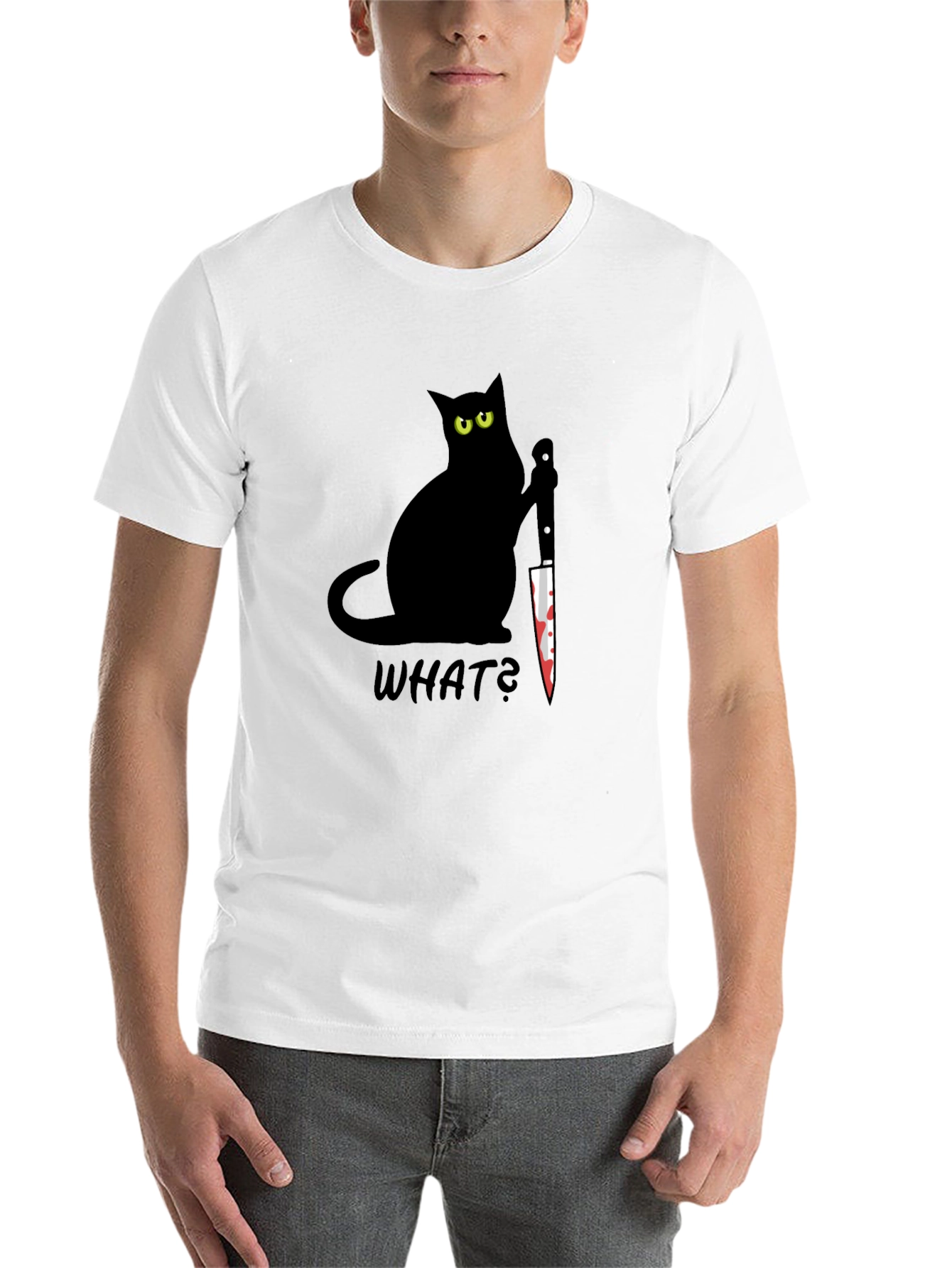 Black Black Cat What? Bloody Knife Graphic Tee view 14