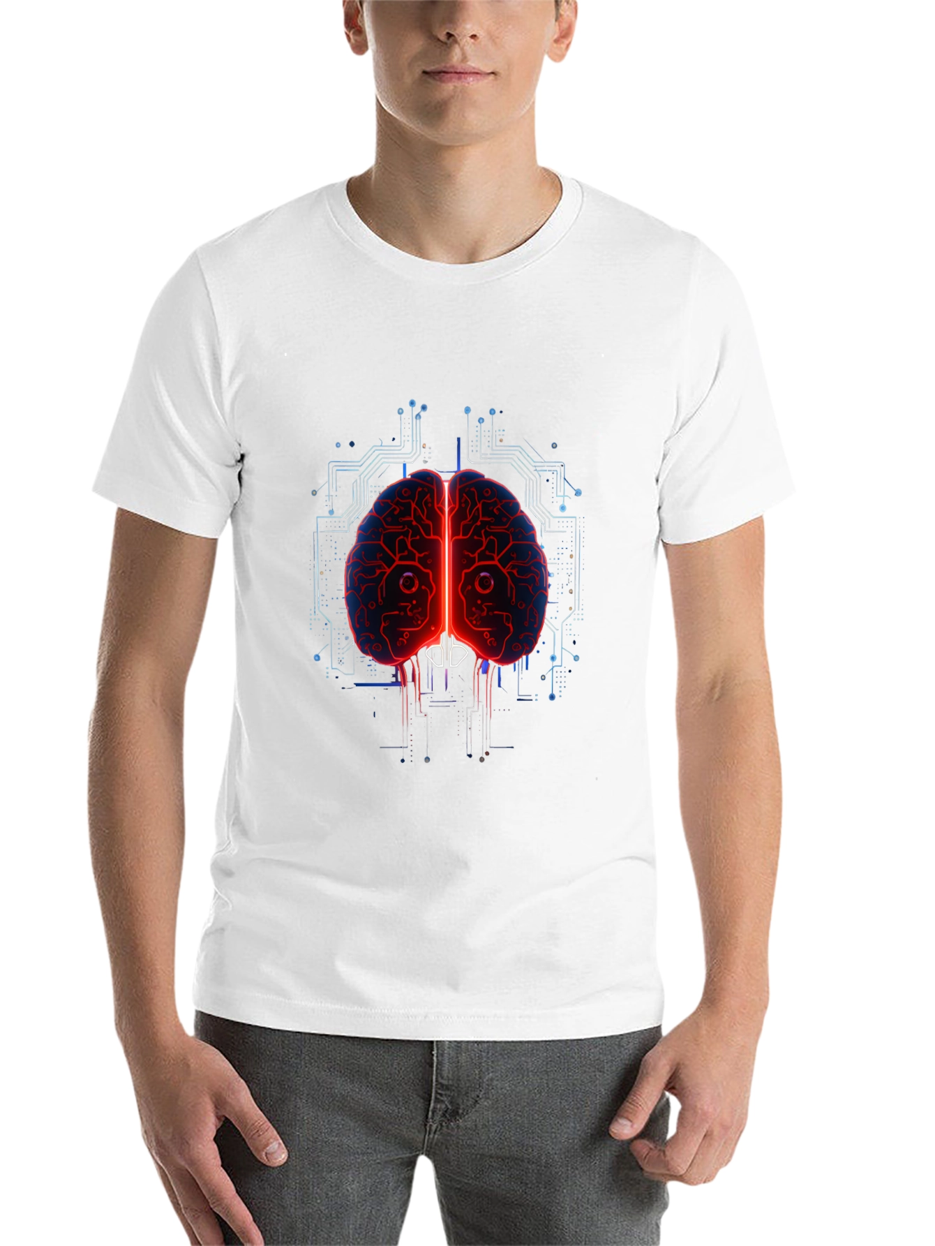 Black Tech Brain Graphic Tee - Black Cotton Blend view 14