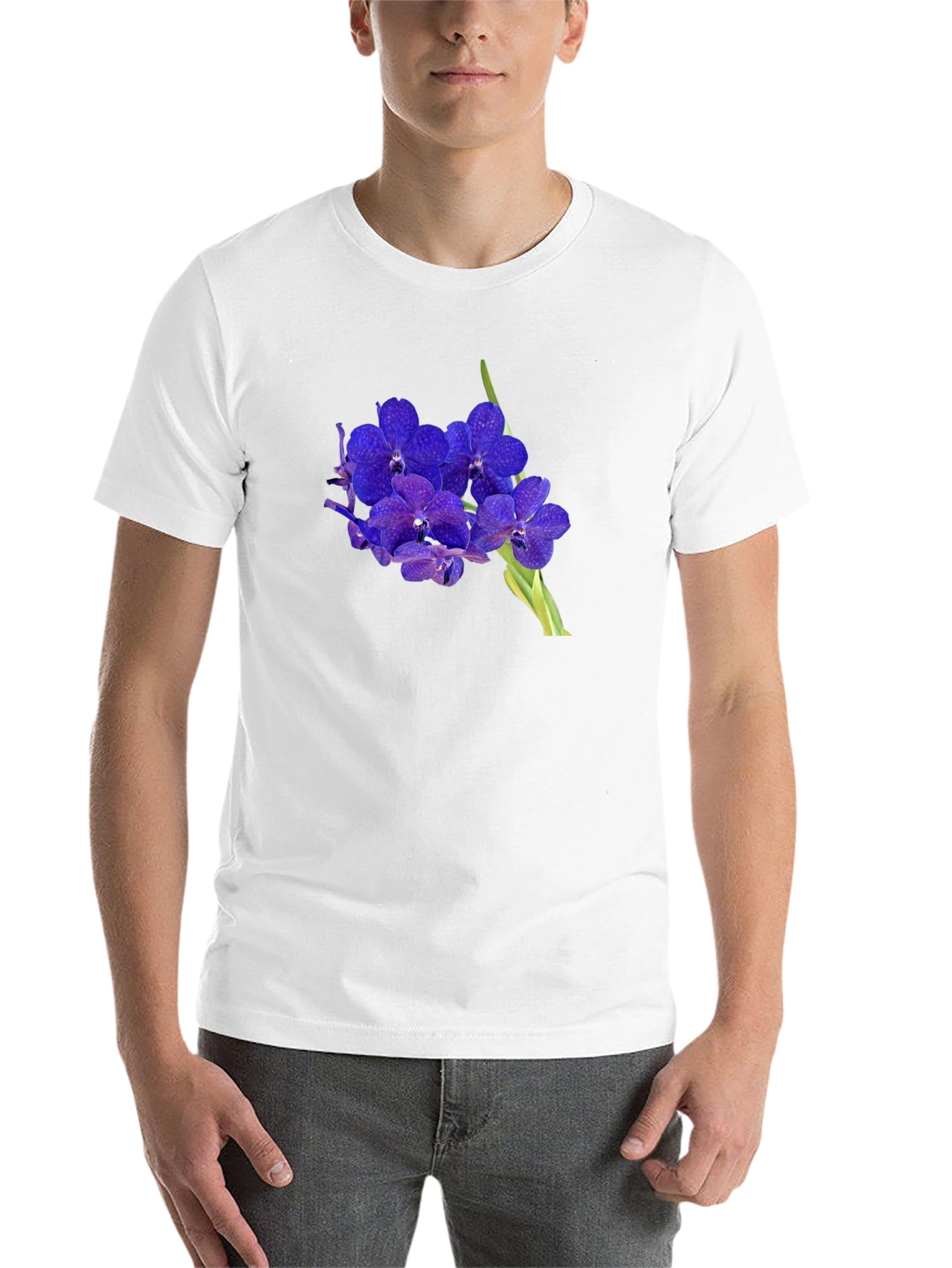 Black Floral Graphic Tee - Stylish Orchid Design view 14