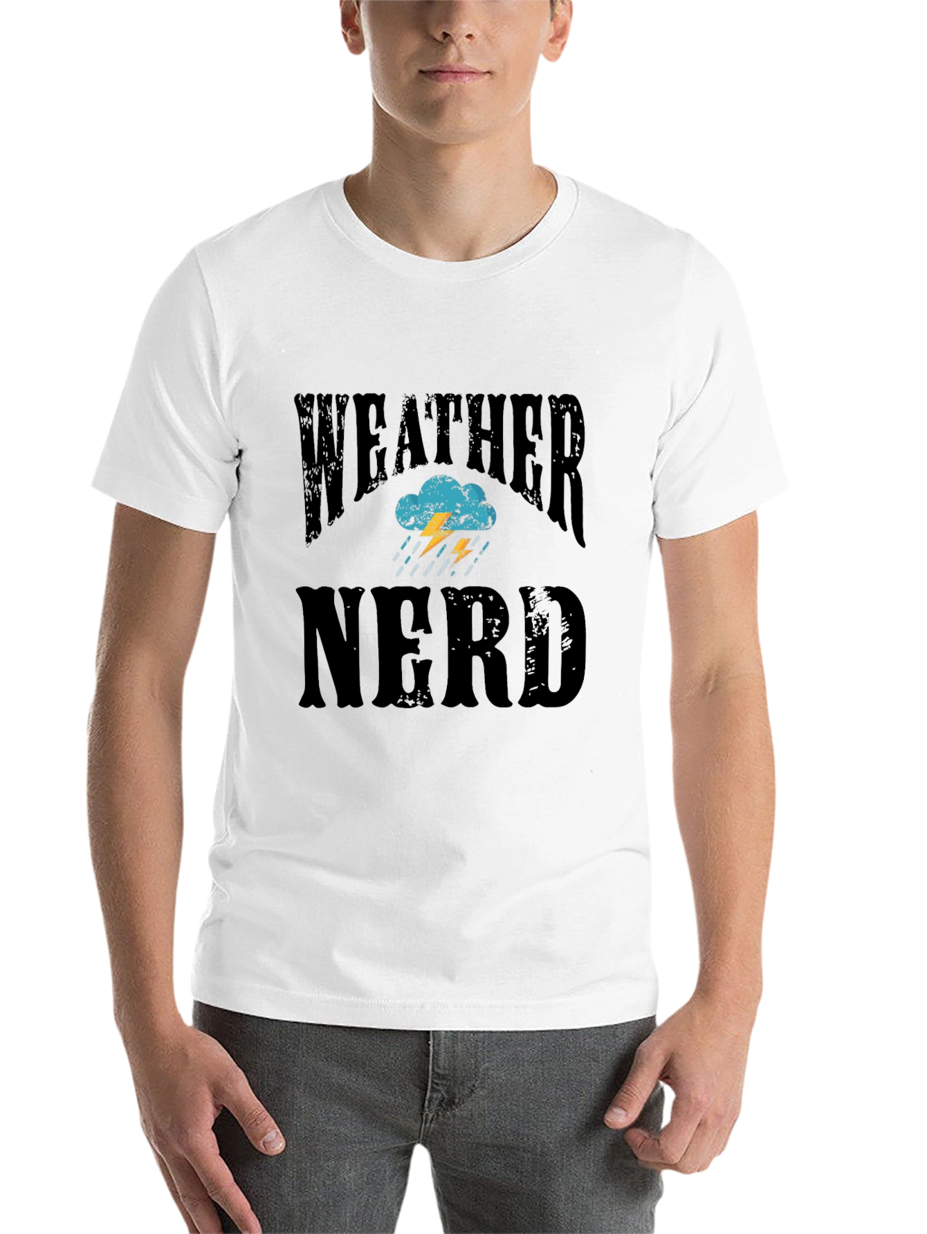 Black Weather Nerd T-Shirt - Black Cotton Tee view 14