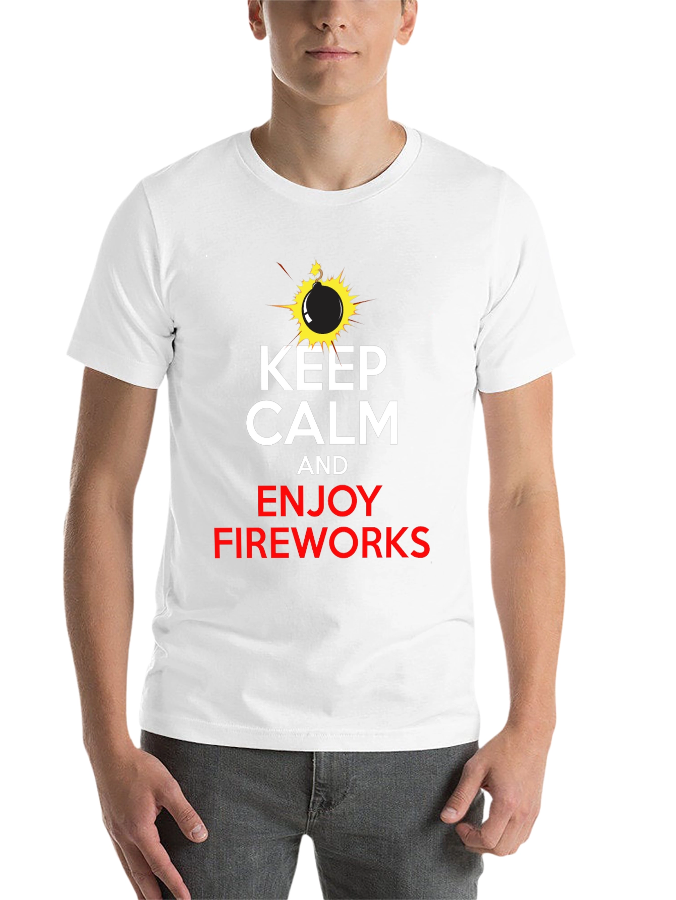 Black Keep Calm & Enjoy Fireworks Black T-Shirt view 14