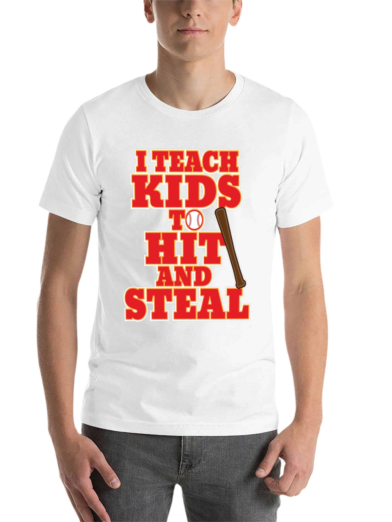Black I Teach Kids to Hit and Steal Baseball T-Shirt view 14