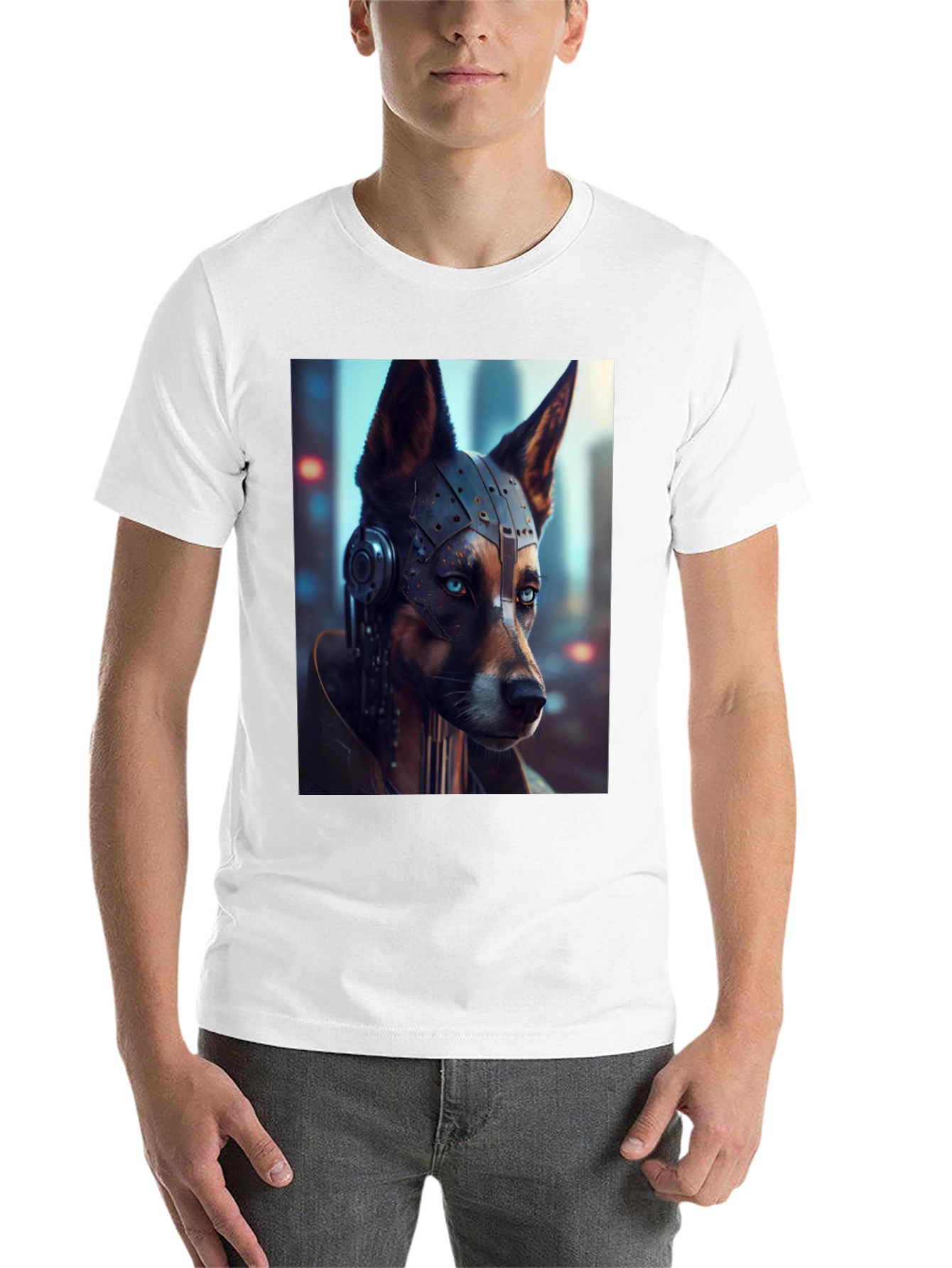 Black Cyberpunk Dog Graphic T-Shirt view 14