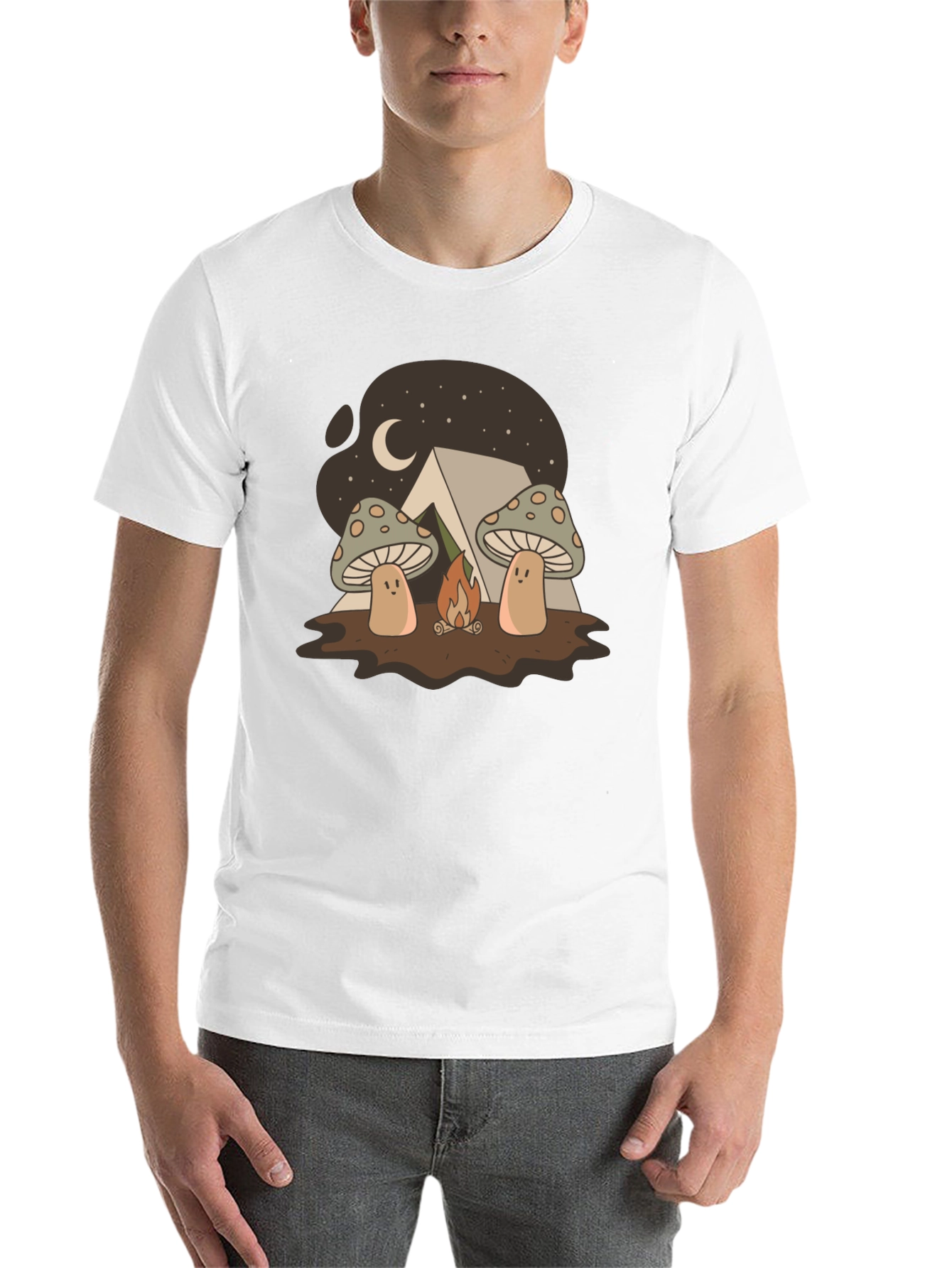 Black Mushroom Campfire Graphic T-Shirt - Nature Lover Tee view 14