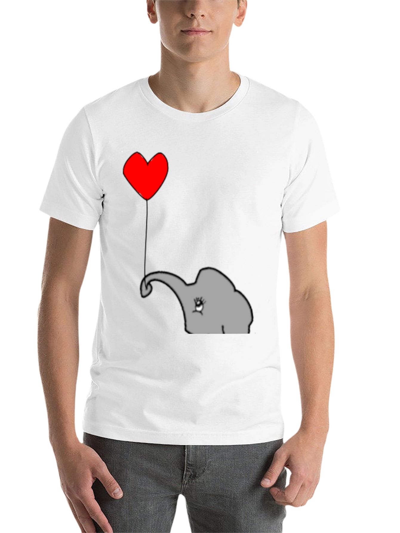Black Elephant Heart Balloon T-Shirt - Cute Animal Tee view 14