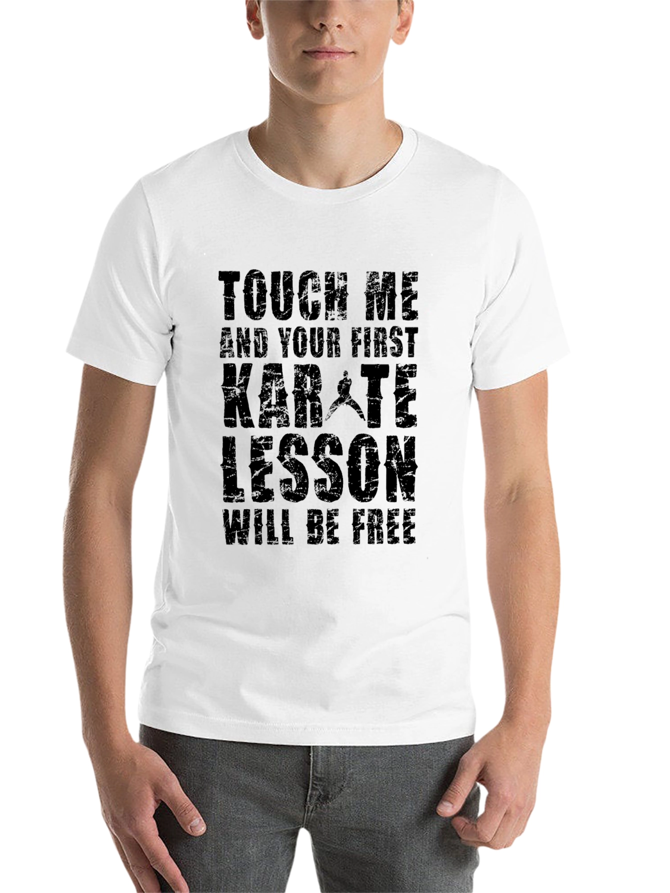 Black Touch Me Karate Lesson Free Graphic Tee view 14