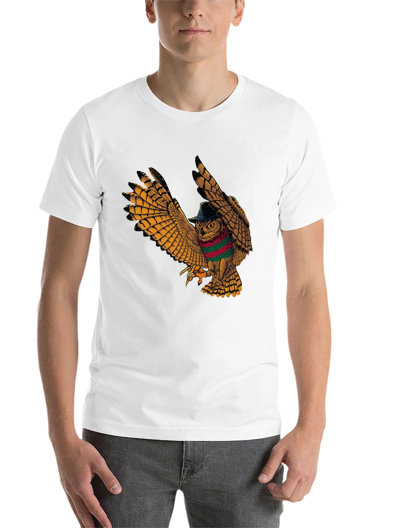 Black Owl in Hat Graphic Tee - Unique Print view 14