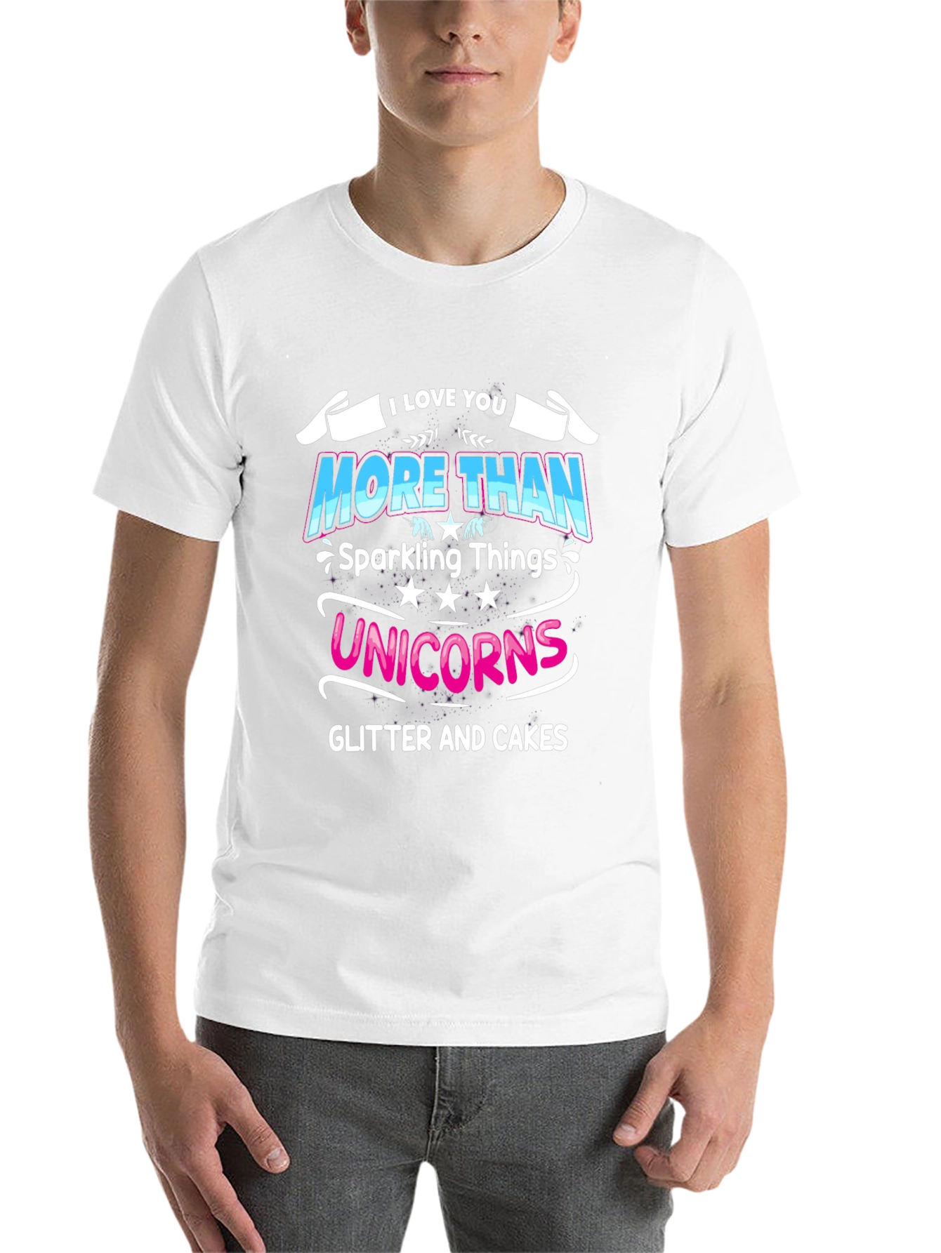 Black I Love You More Than Unicorns Black T-Shirt view 14