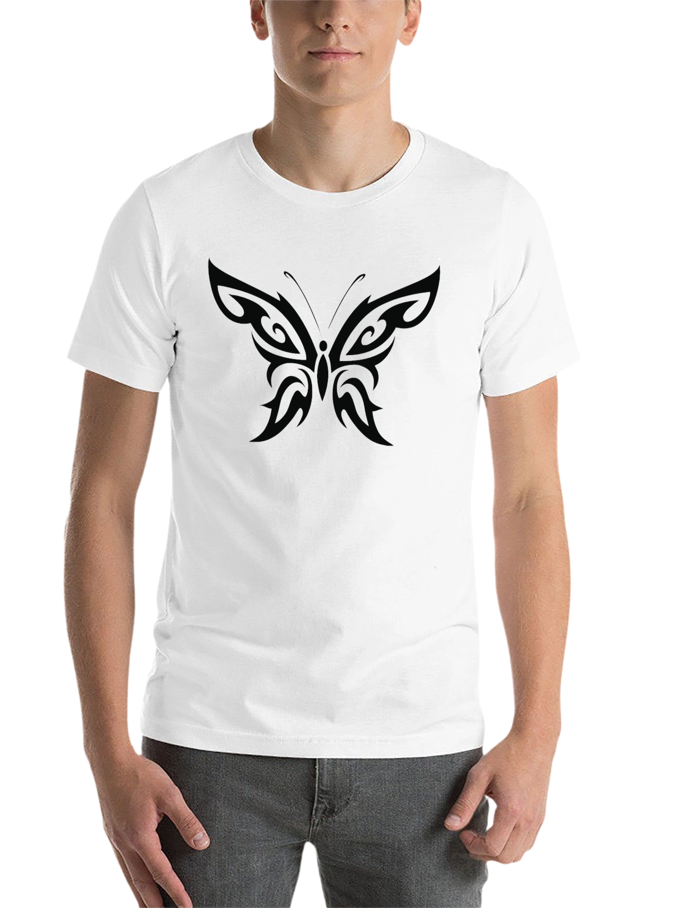 Black Butterfly Print Crew Neck T-Shirt view 14