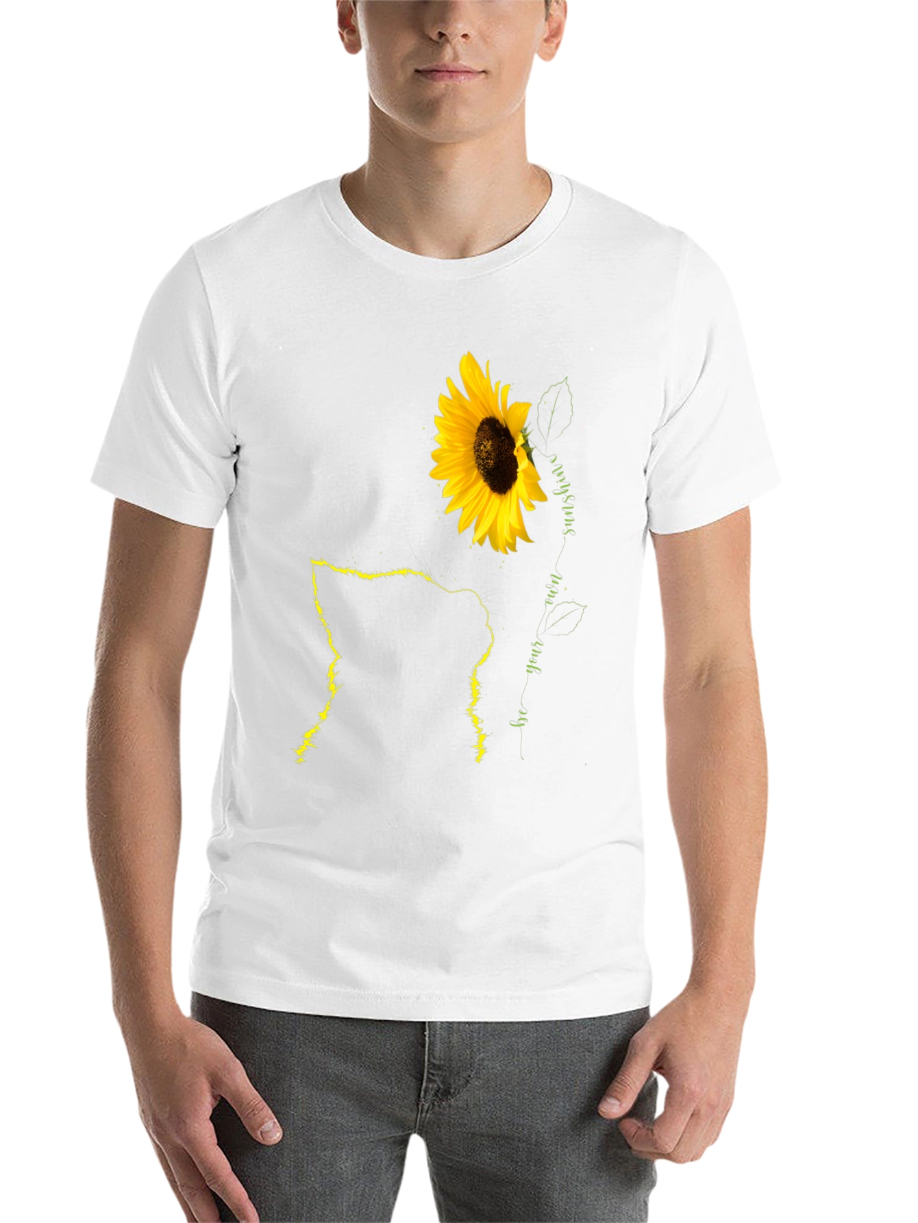 Black Sunflower Cat Lover Black T-Shirt view 14