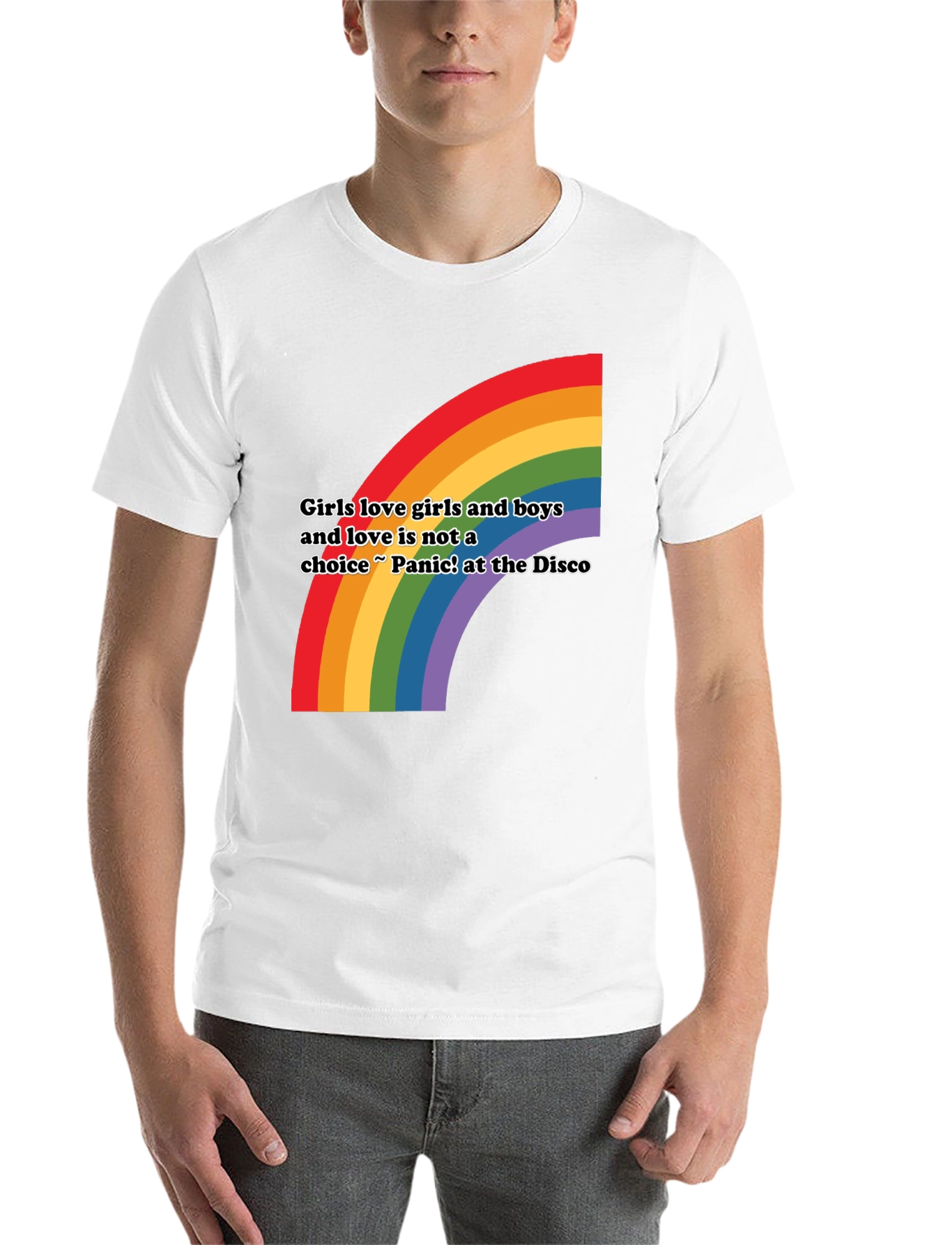 Black Rainbow Love T-Shirt - Girls Love Girls and Boys LGBTQ+ Pride view 14