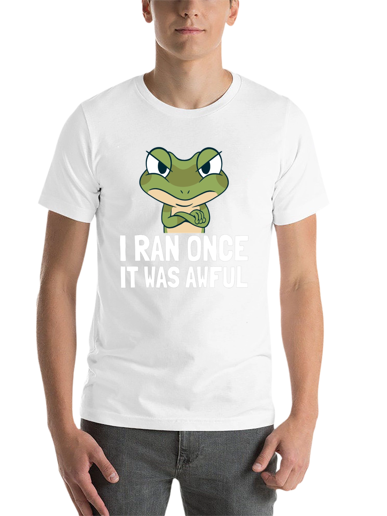 Black Funny Frog Graphic T-Shirt - "I Ran Once It Was Awful" view 14