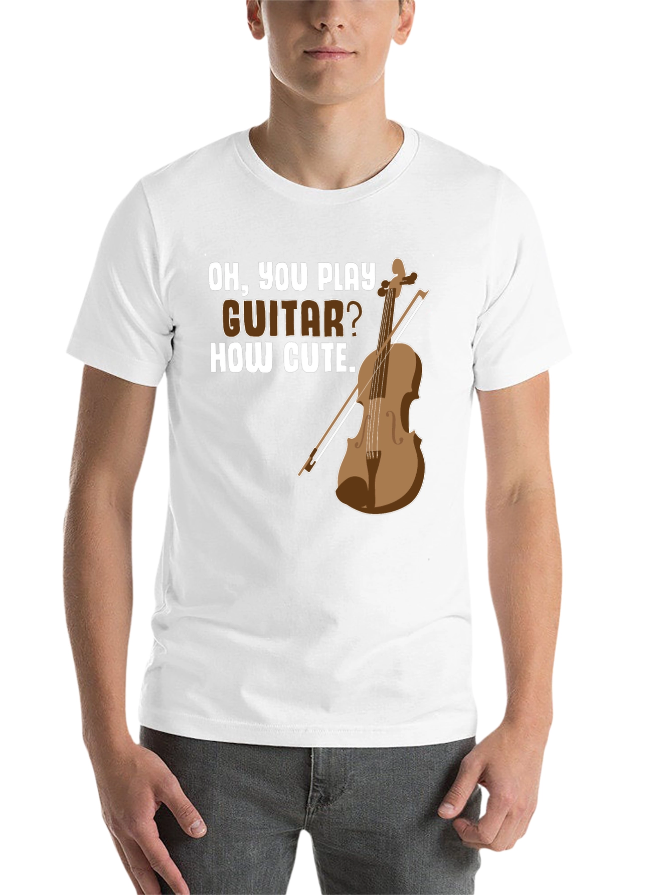 Black Funny Violin T-Shirt - Oh, You Play Guitar? How Cute. view 14