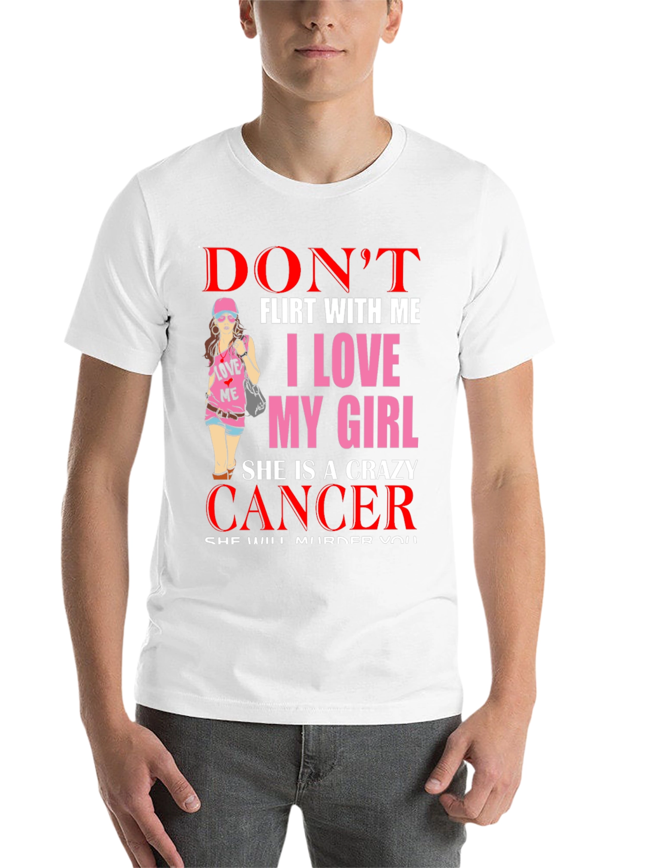 Black Don't Flirt Cancer Girl T-Shirt view 14