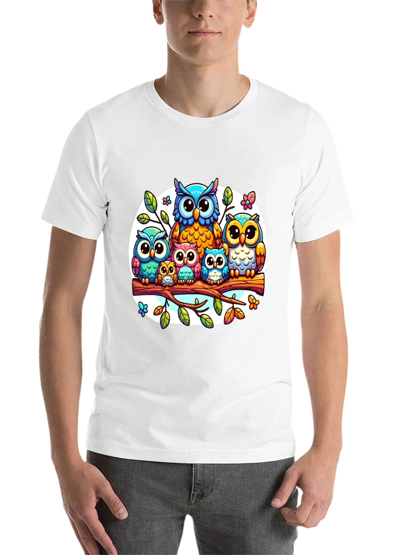 Black Cute Owl Family T-Shirt view 14