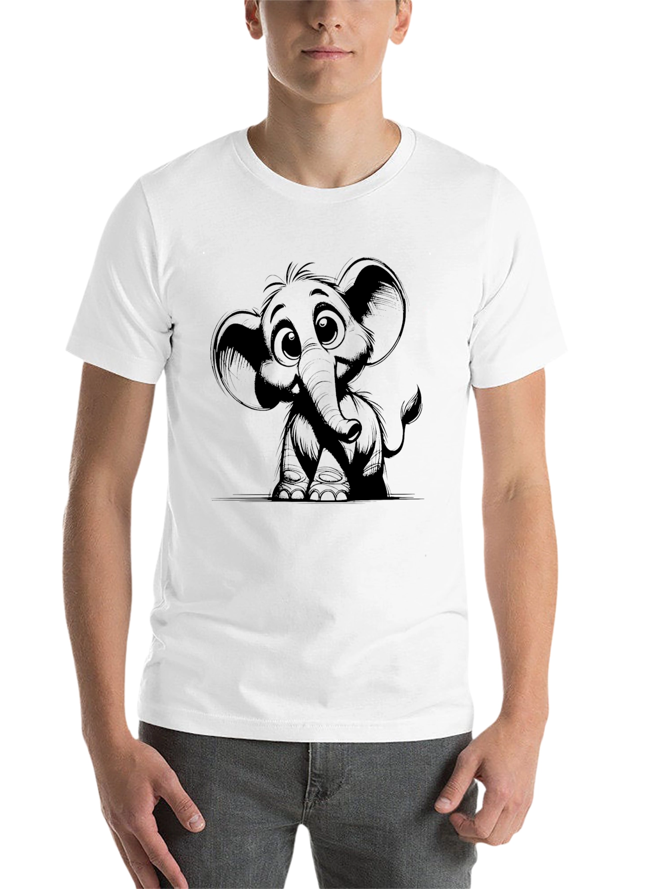 Black Cute Elephant Graphic Black T-Shirt view 14