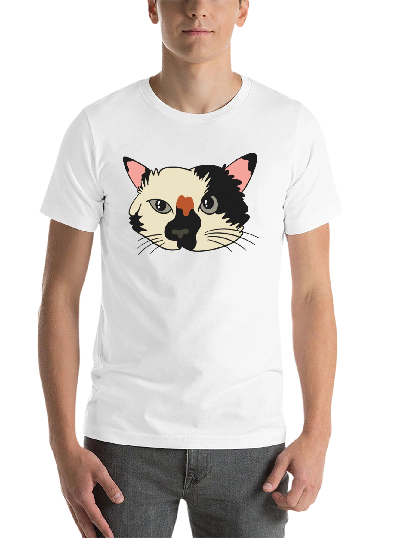 Black Cat Face Graphic Tee - Unisex Black T-Shirt view 14
