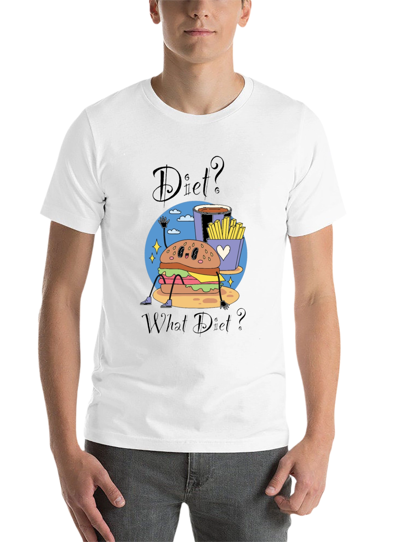 Black Diet? What Diet? Funny Cartoon Food T-Shirt view 14