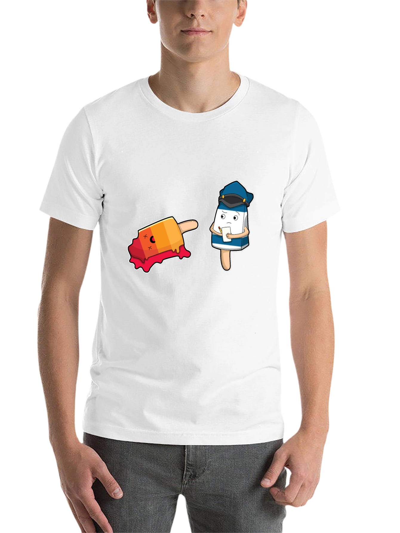 Black Funny Cartoon Ice Cream Police T-Shirt view 14
