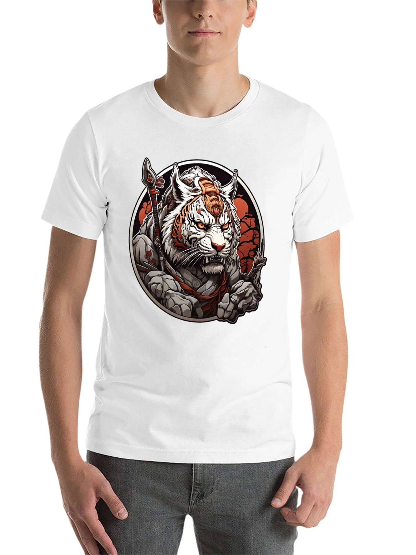 Black Tiger Warrior Graphic Tee - Men's Black T-Shirt view 14