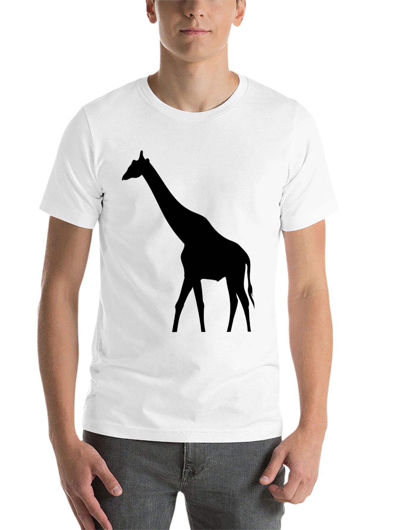 Black Giraffe Silhouette Black T-Shirt view 14